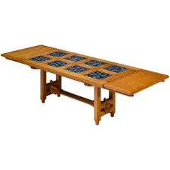 Guillerme & Chambron for Votre Maison Dining Table in Oak and Ceramic Tiles