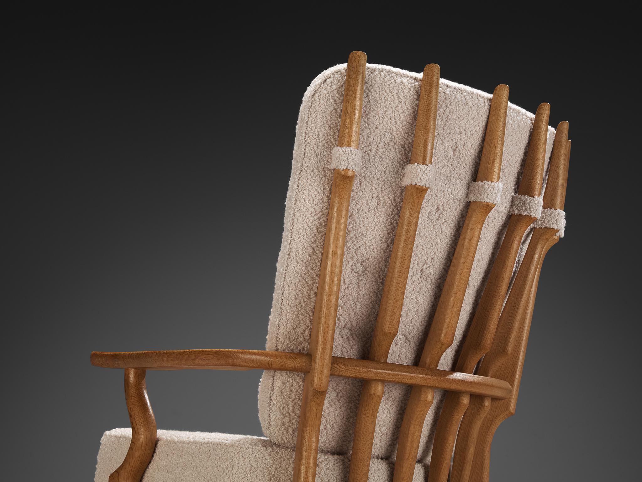 French Guillerme & Chambron for Votre Maison 'Grand Repos' Lounge Chair in Oak For Sale