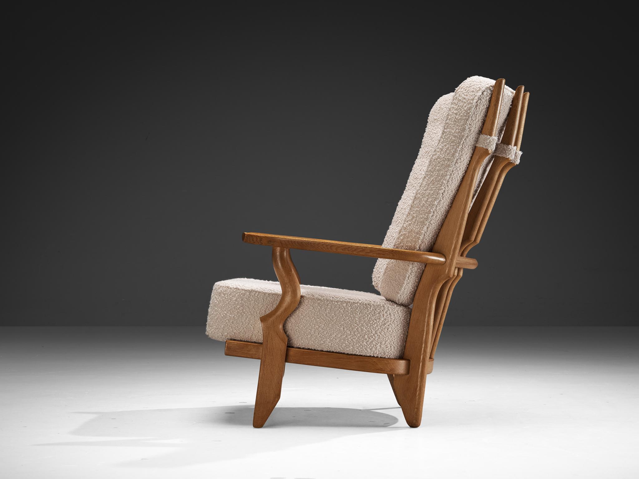 Mid-20th Century Guillerme & Chambron for Votre Maison 'Grand Repos' Lounge Chair in Oak For Sale