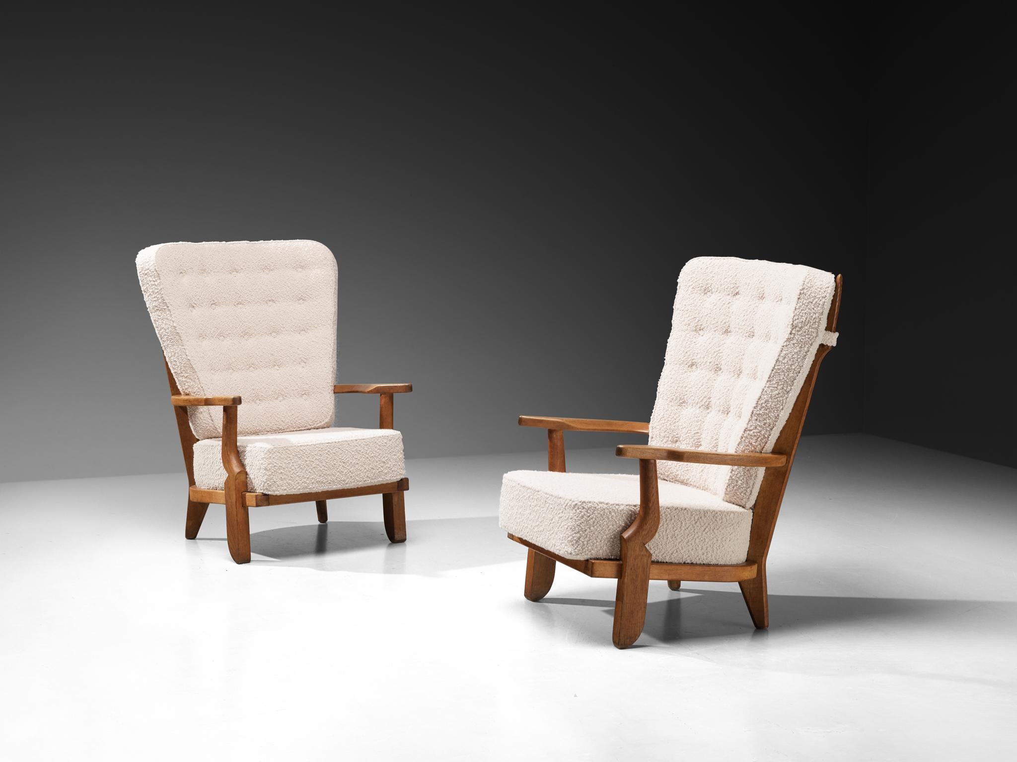 Guillerme & Chambron for Votre Maison 'Grand Repos' Lounge Chairs in Oak For Sale 1