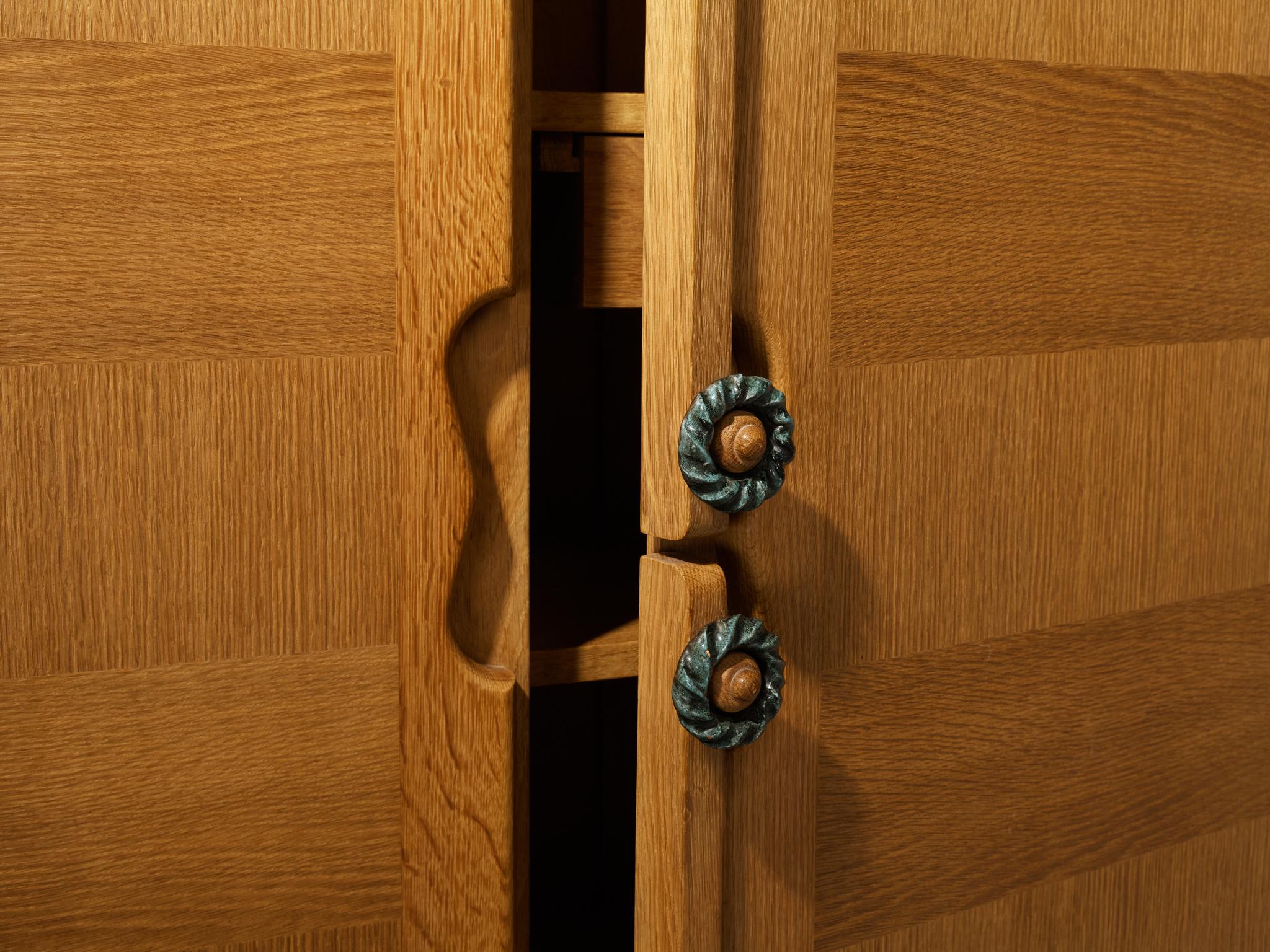 Mid-20th Century Guillerme & Chambron for Votre Maison Highboard with Ceramic Handles