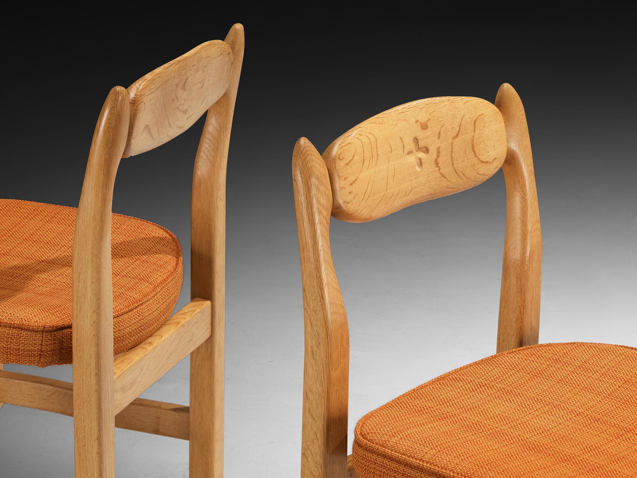Mid-Century Modern Guillerme & Chambron for Votre Maison 'Lorraine' Chairs in Oak For Sale