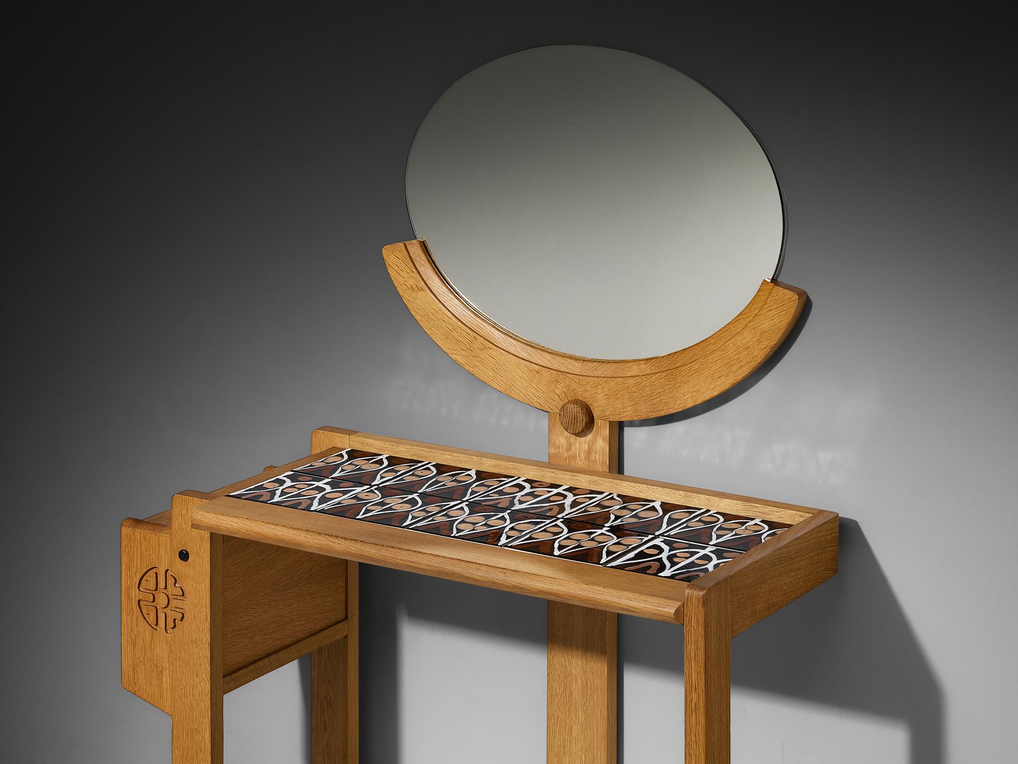 Français Guillerme & Chambron for Votre Maison Oak Vanity Table en vente