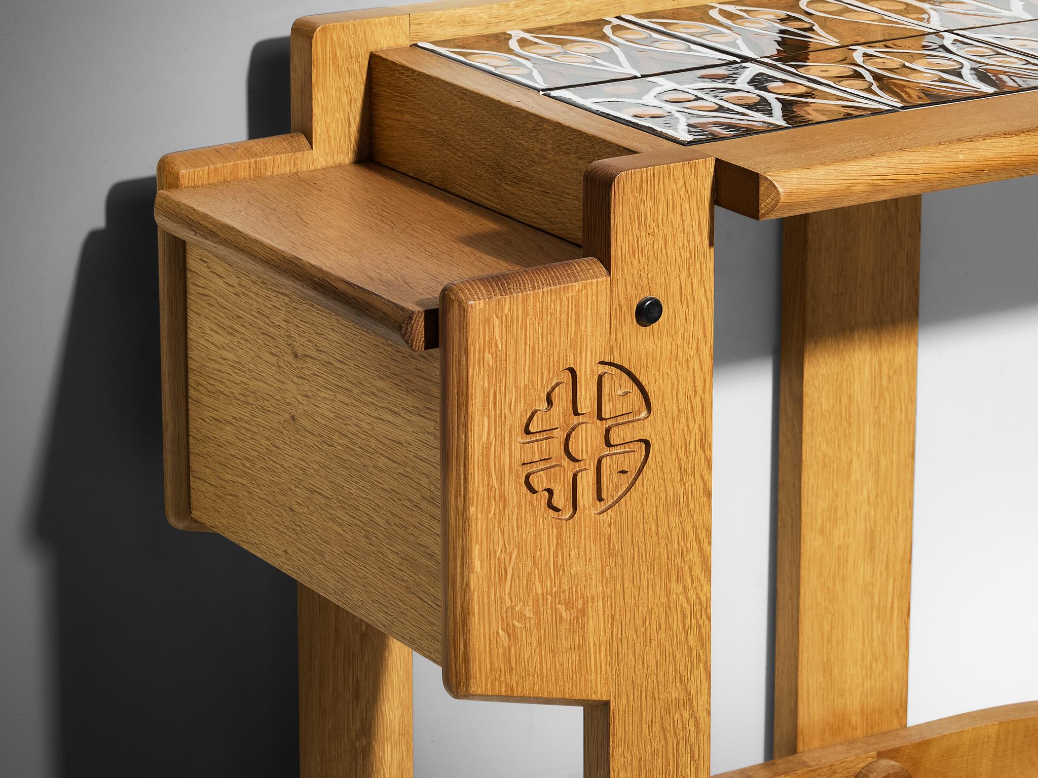 Milieu du XXe siècle Guillerme & Chambron for Votre Maison Oak Vanity Table en vente