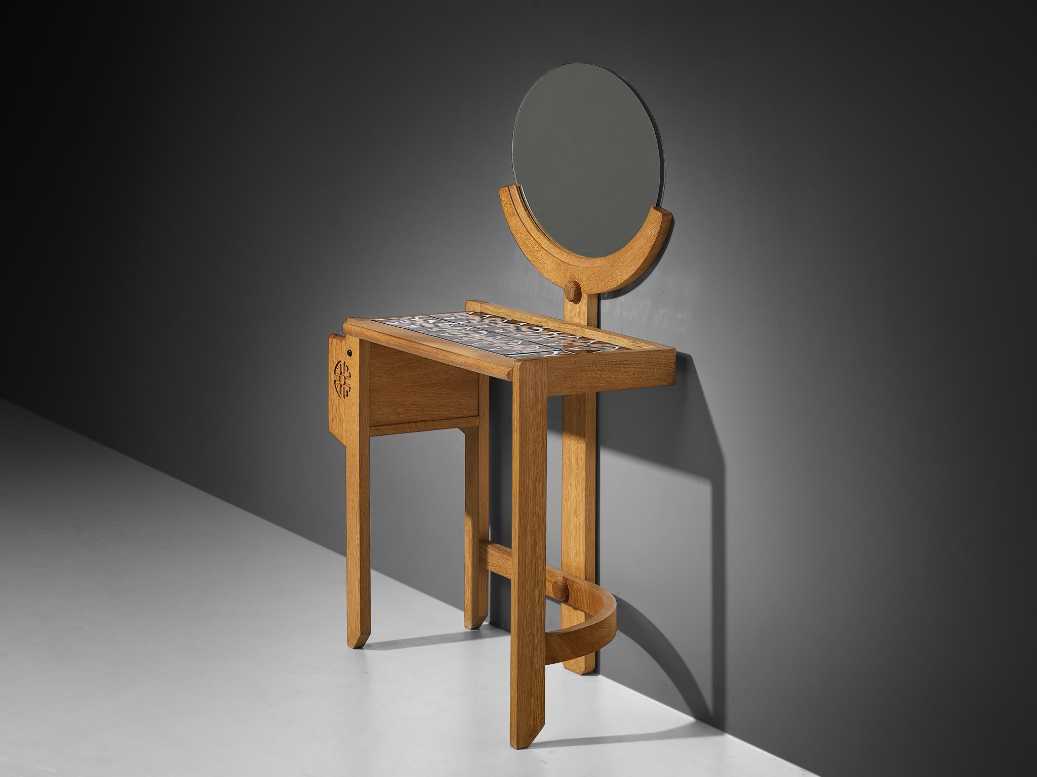 Céramique Guillerme & Chambron for Votre Maison Oak Vanity Table en vente