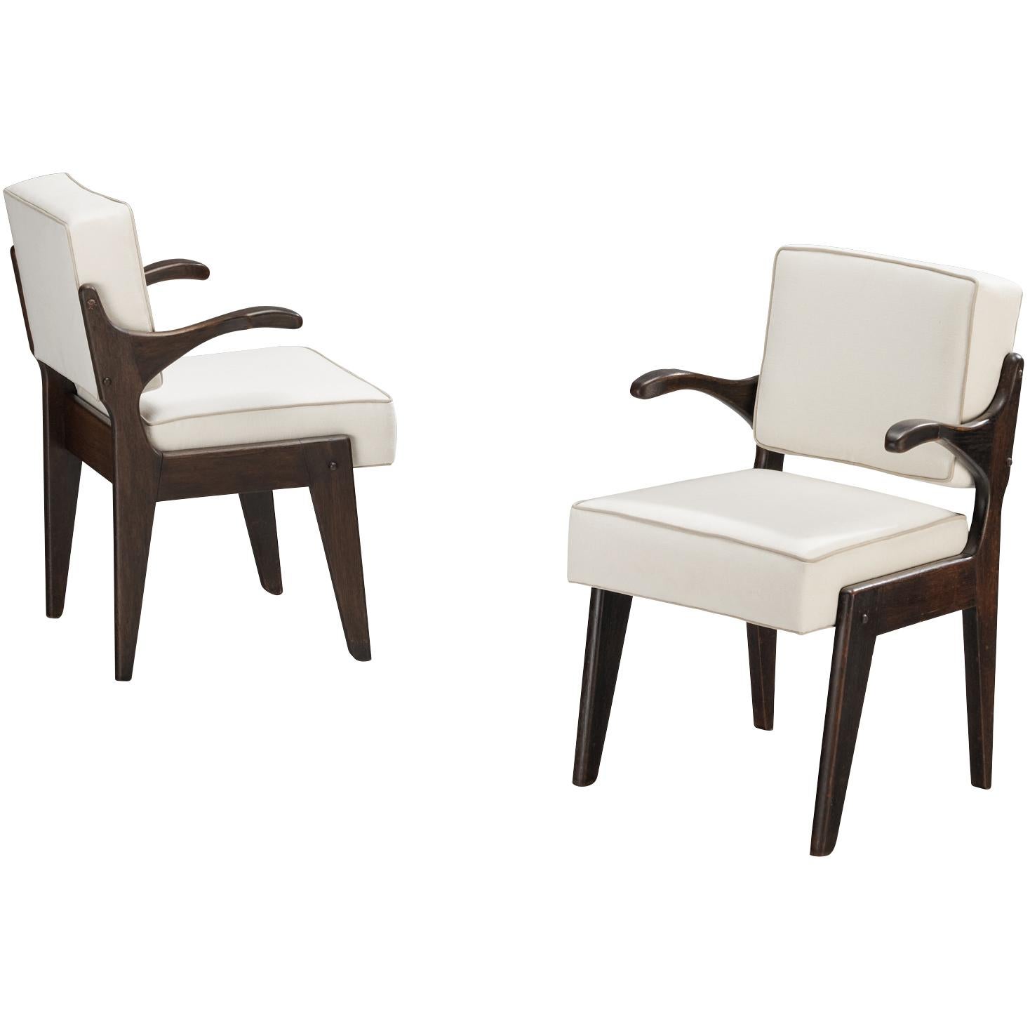 Guillerme & Chambron for Votre Maison Pair of 'Bridge Etudiant' Armchairs