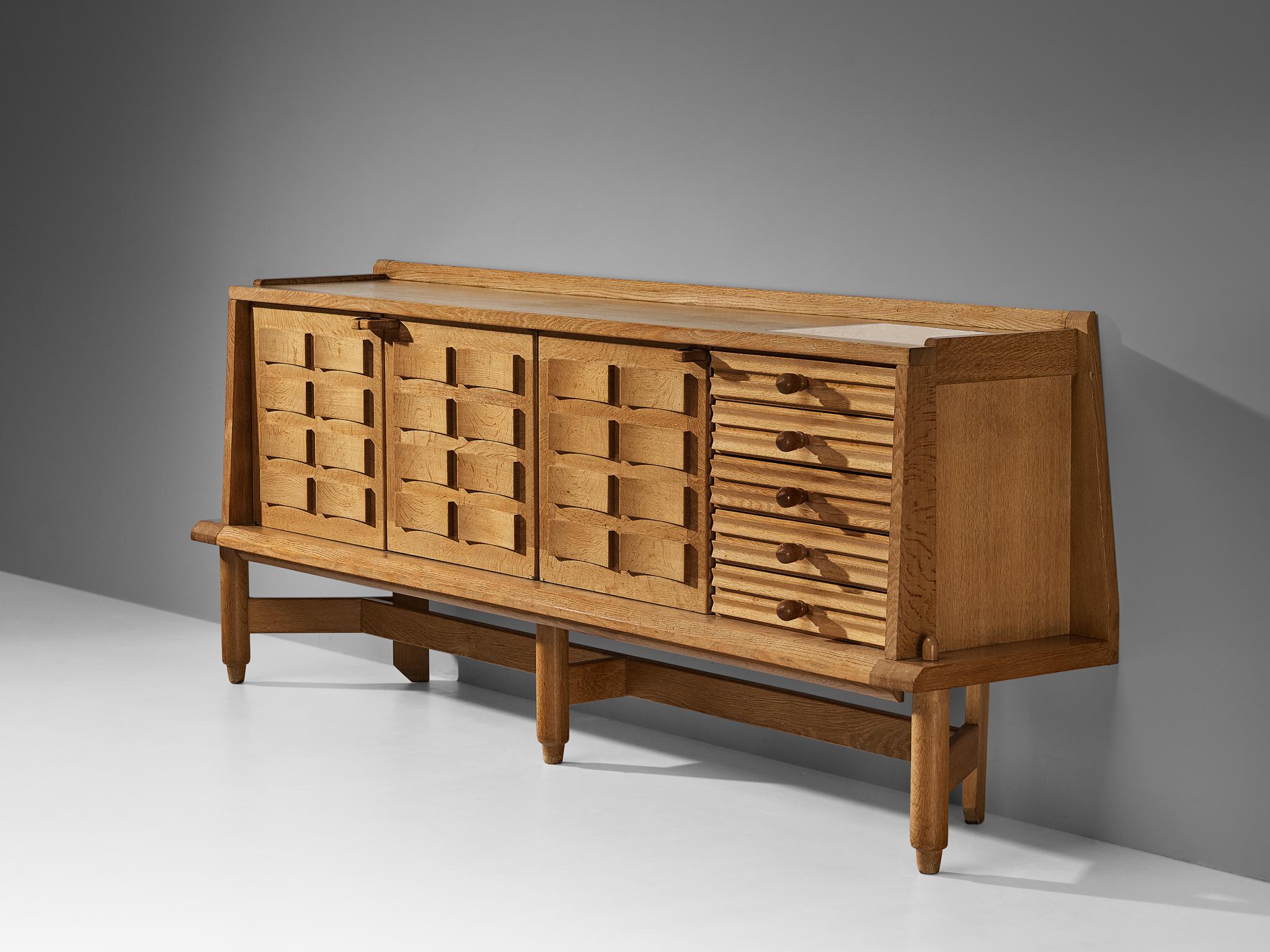 Mid-20th Century Guillerme & Chambron for Votre Maison Sideboard in Oak For Sale
