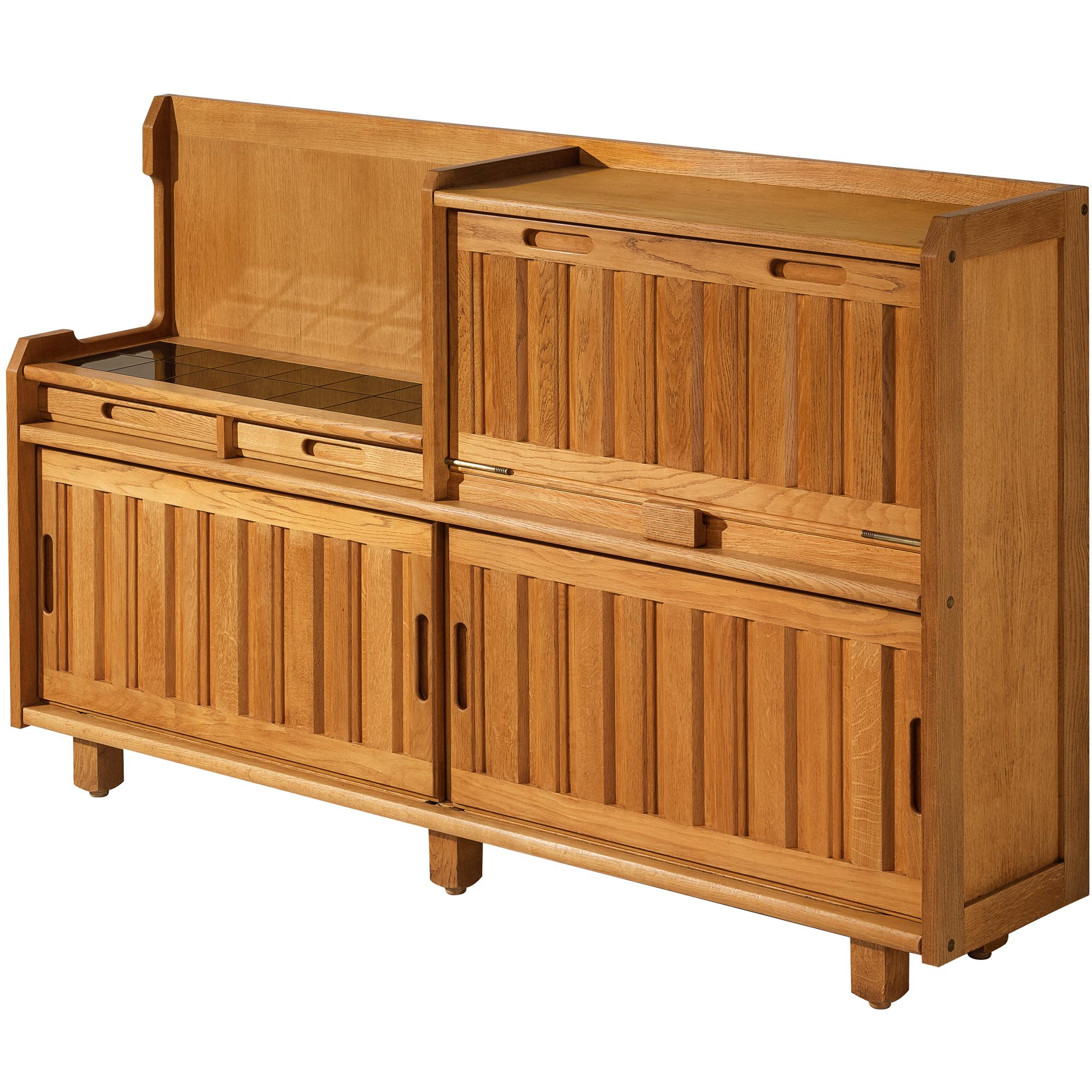 Guillerme & Chambron for Votre Maison Sideboard in Oak with Tile Inlay