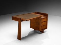 Guillerme & Chambron for Votre Maison Writing Desk in Oak and Leather