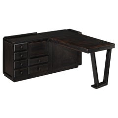 Scrivania angolare free-standing Guillerme & Chambron in Oak Oak scuro