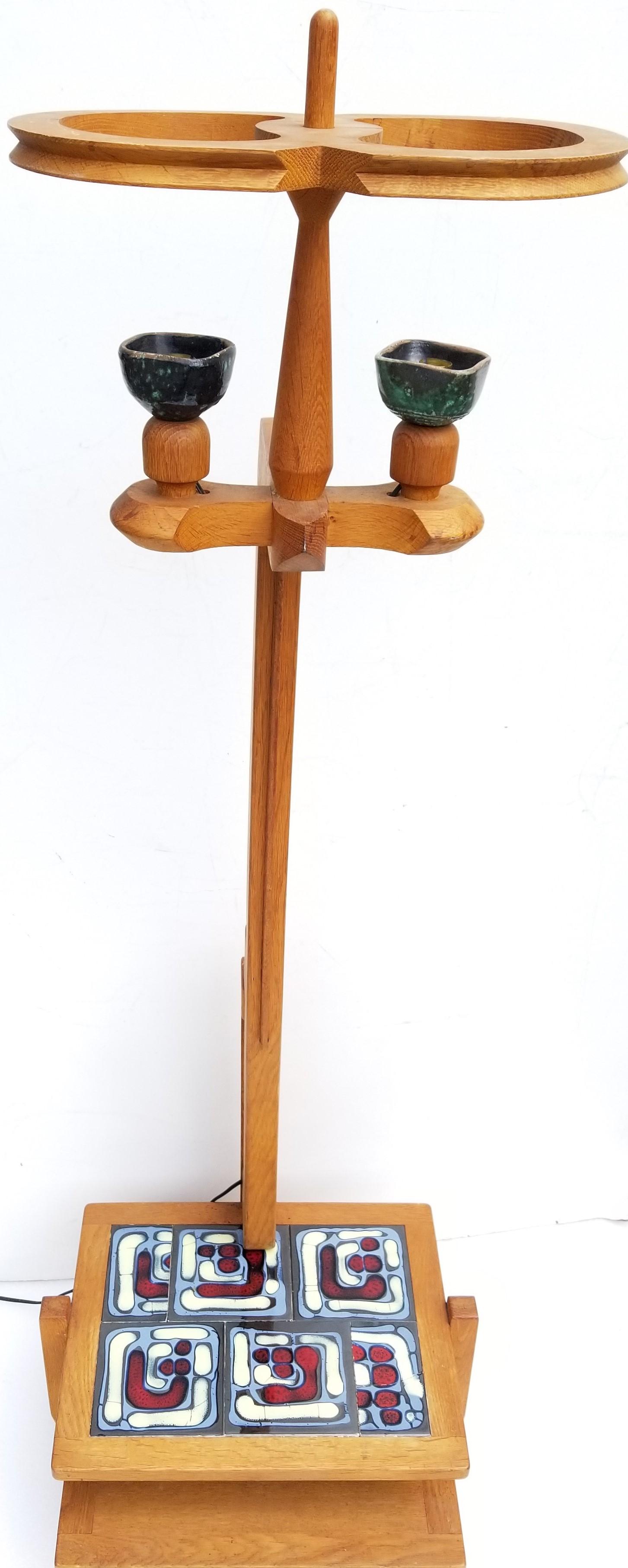 Ceramic Guillerme & Chambron French Floor Lamp For Sale