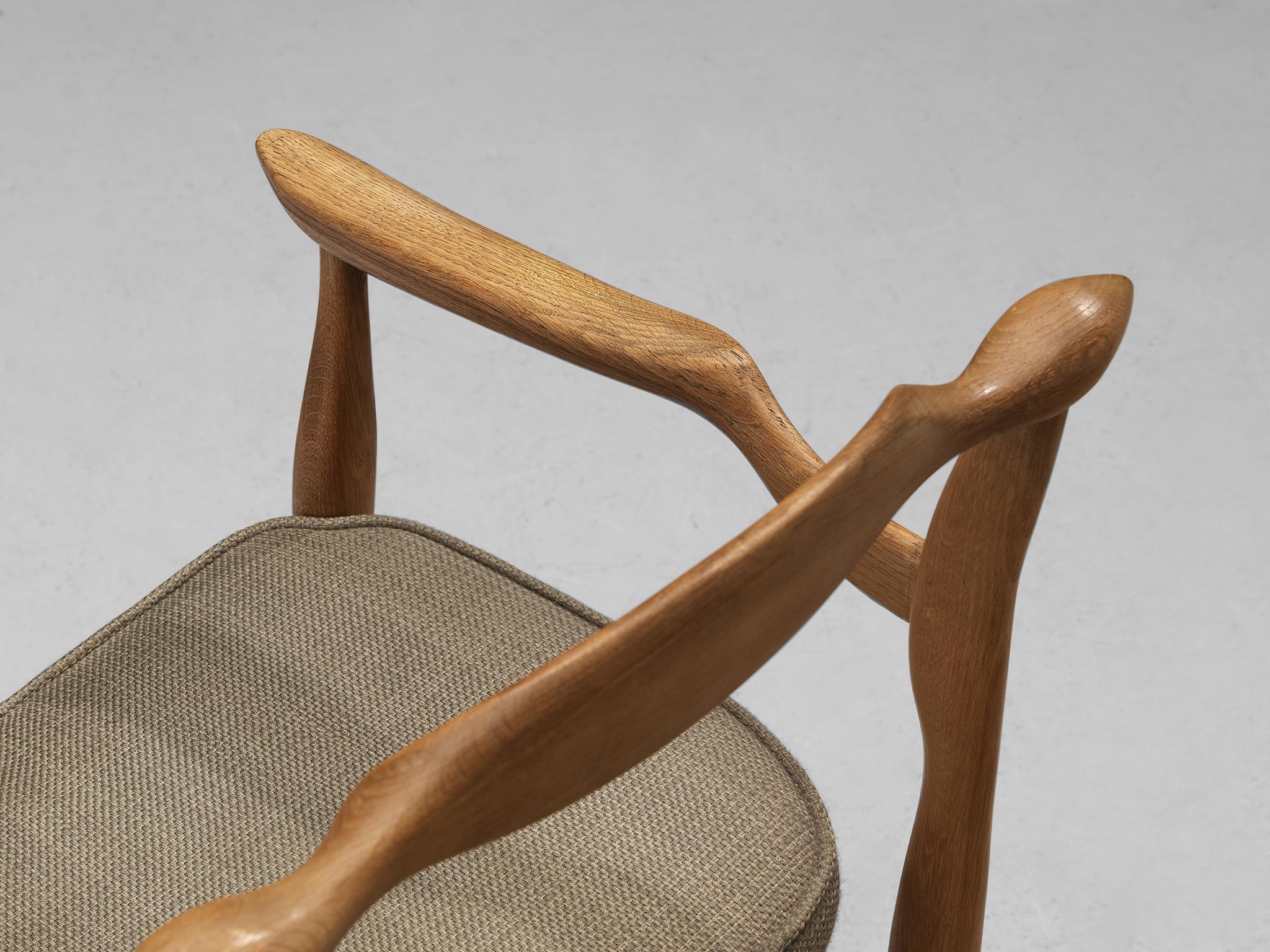 Mid-Century Modern Guillerme & Chambron 'Fumay' Armchair in Oak For Sale
