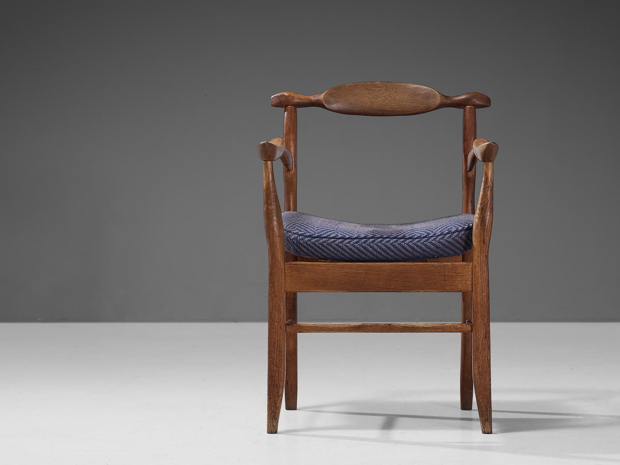 Mid-Century Modern Guillerme & Chambron 'Fumay' Armchair in Oak  For Sale