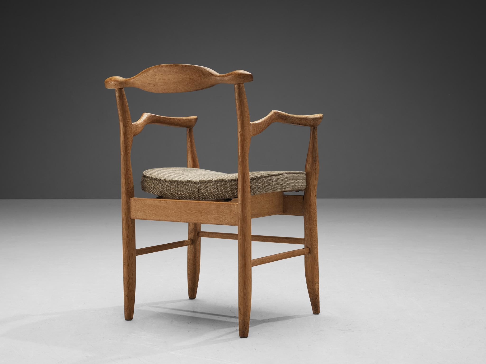 French Guillerme & Chambron 'Fumay' Armchair in Oak For Sale