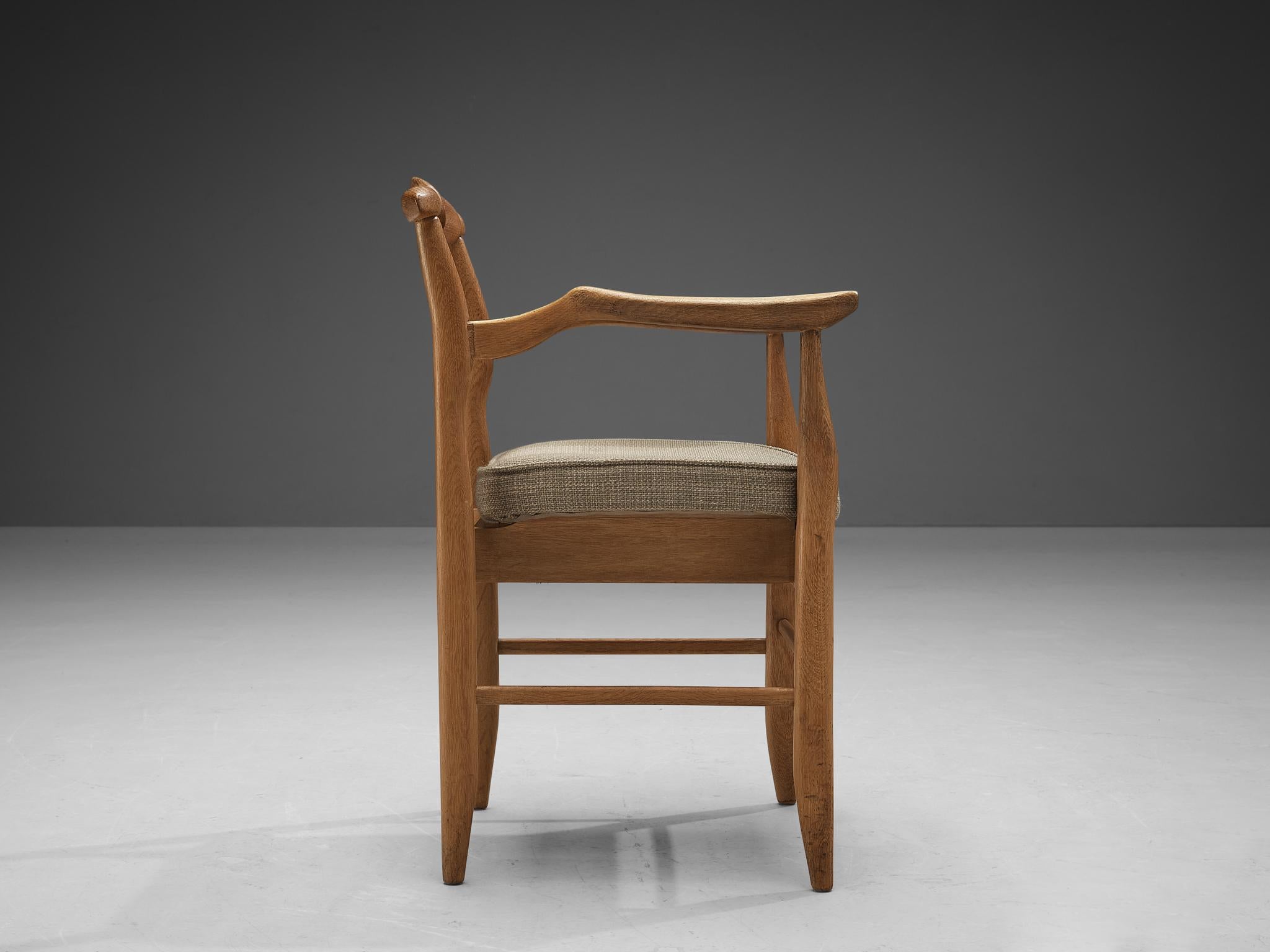 Mid-20th Century Guillerme & Chambron 'Fumay' Armchair in Oak For Sale