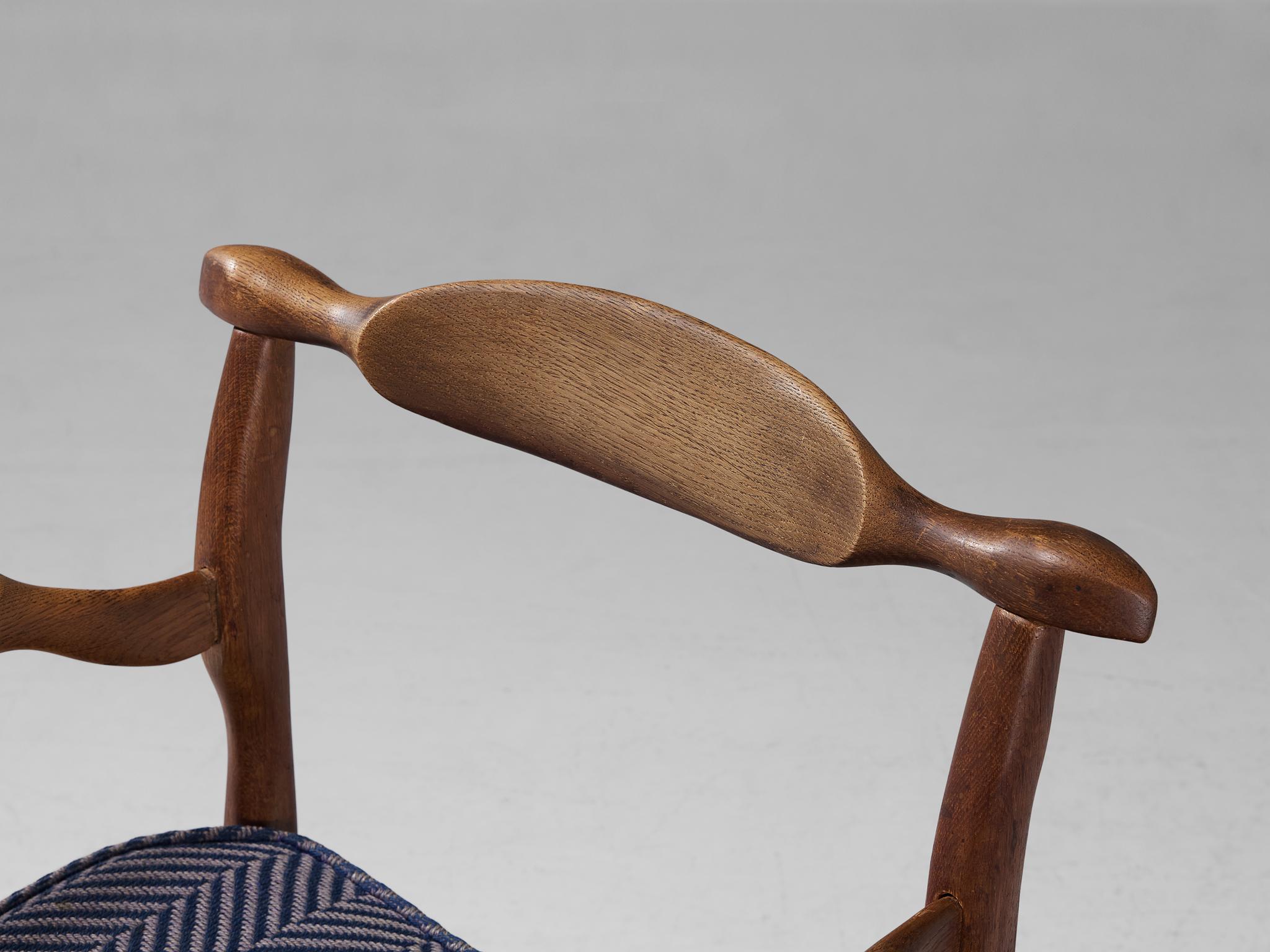 Mid-20th Century Guillerme & Chambron 'Fumay' Armchair in Oak  For Sale