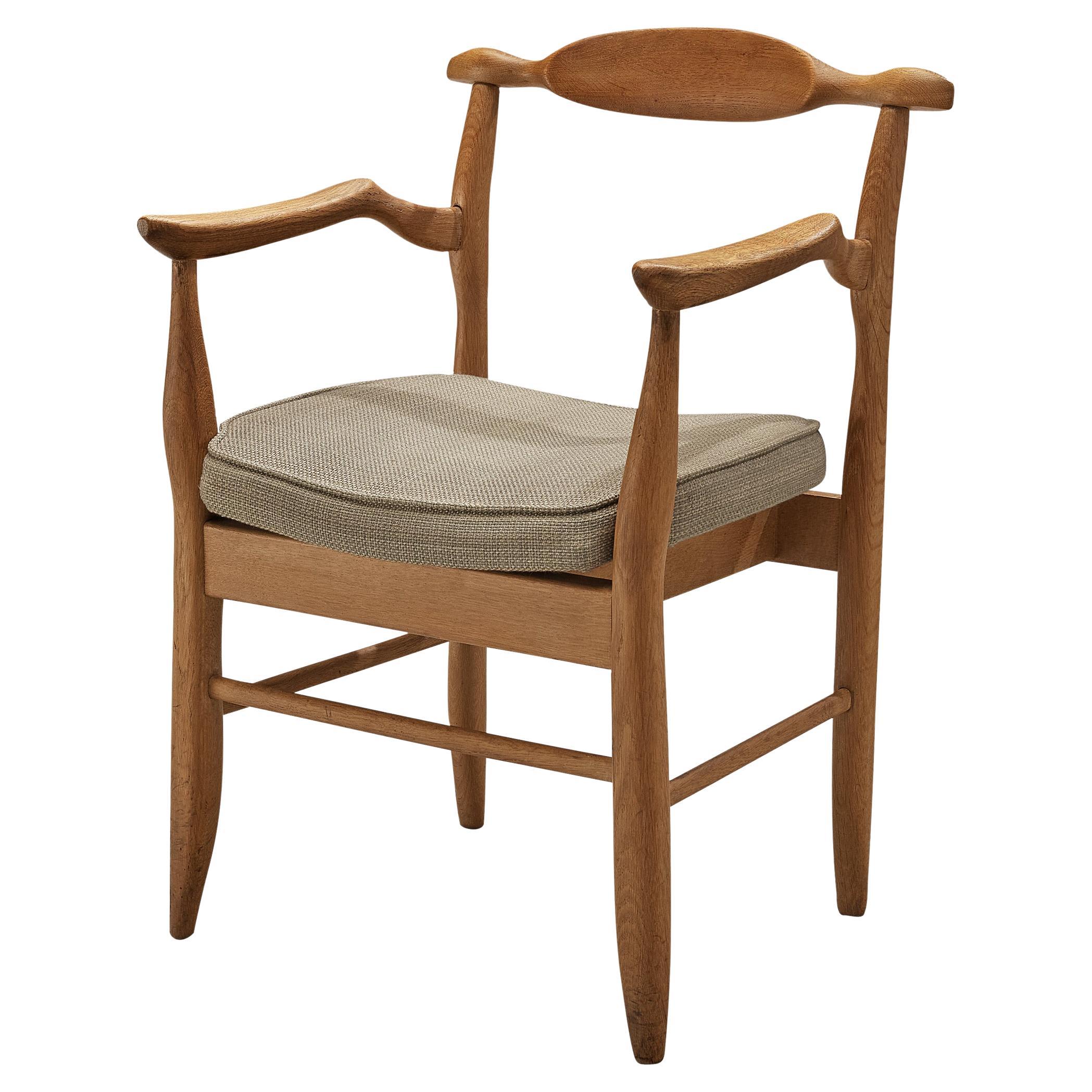Guillerme & Chambron 'Fumay' Armchair in Oak For Sale