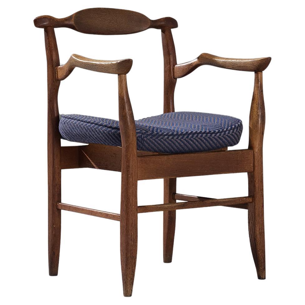 Guillerme & Chambron 'Fumay' Armchair in Oak  For Sale