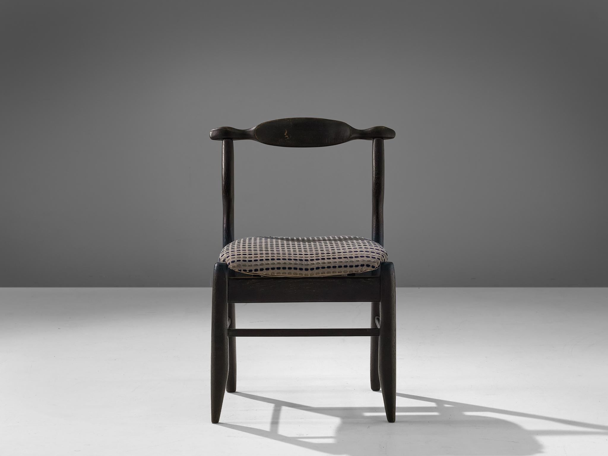 French Guillerme & Chambron 'Fumay' Dining Chair in Black Lacquered Oak  For Sale