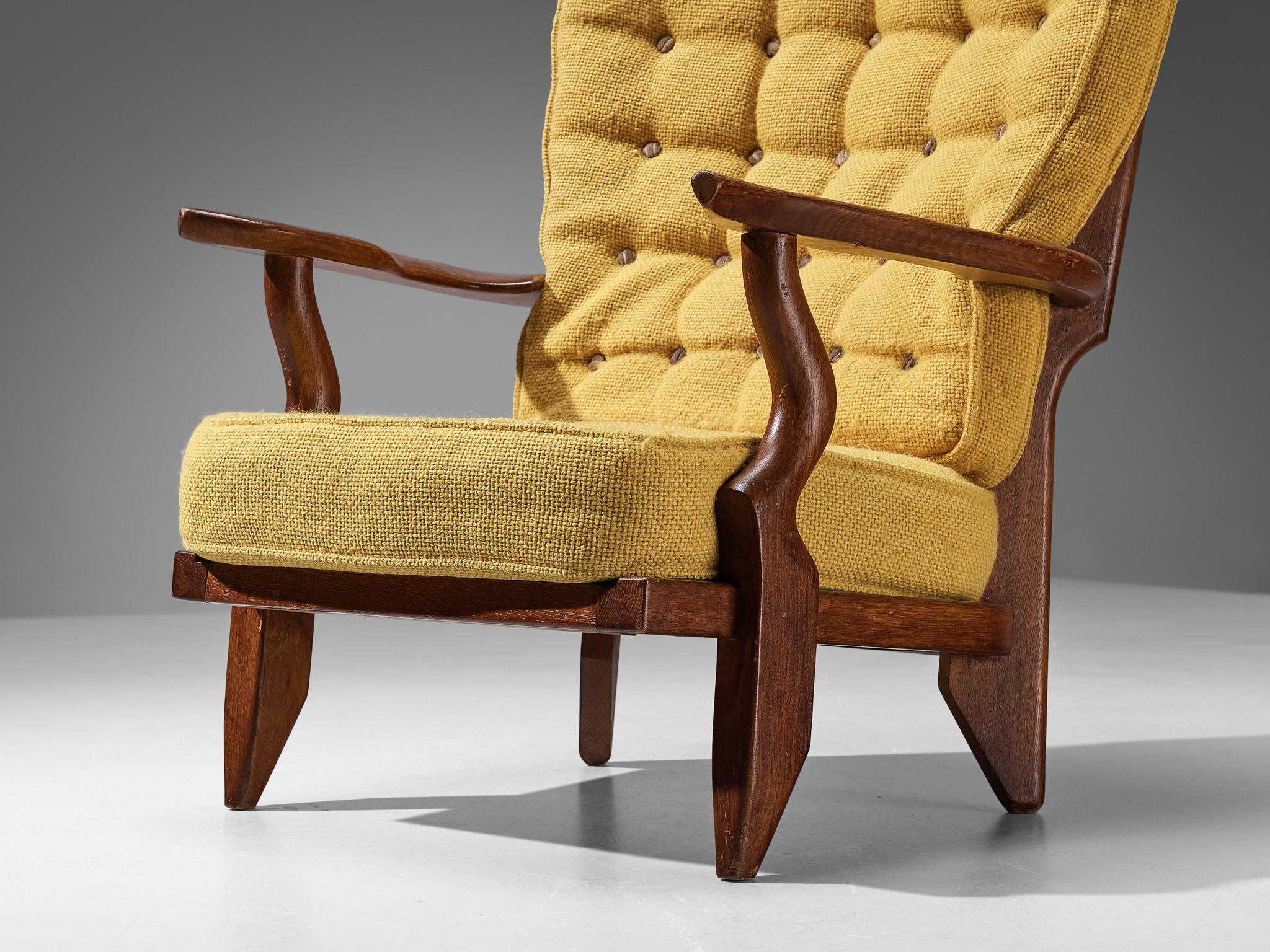 Mid-Century Modern Guillerme & Chambron 'Grand Repos' Lounge Chair in Oak