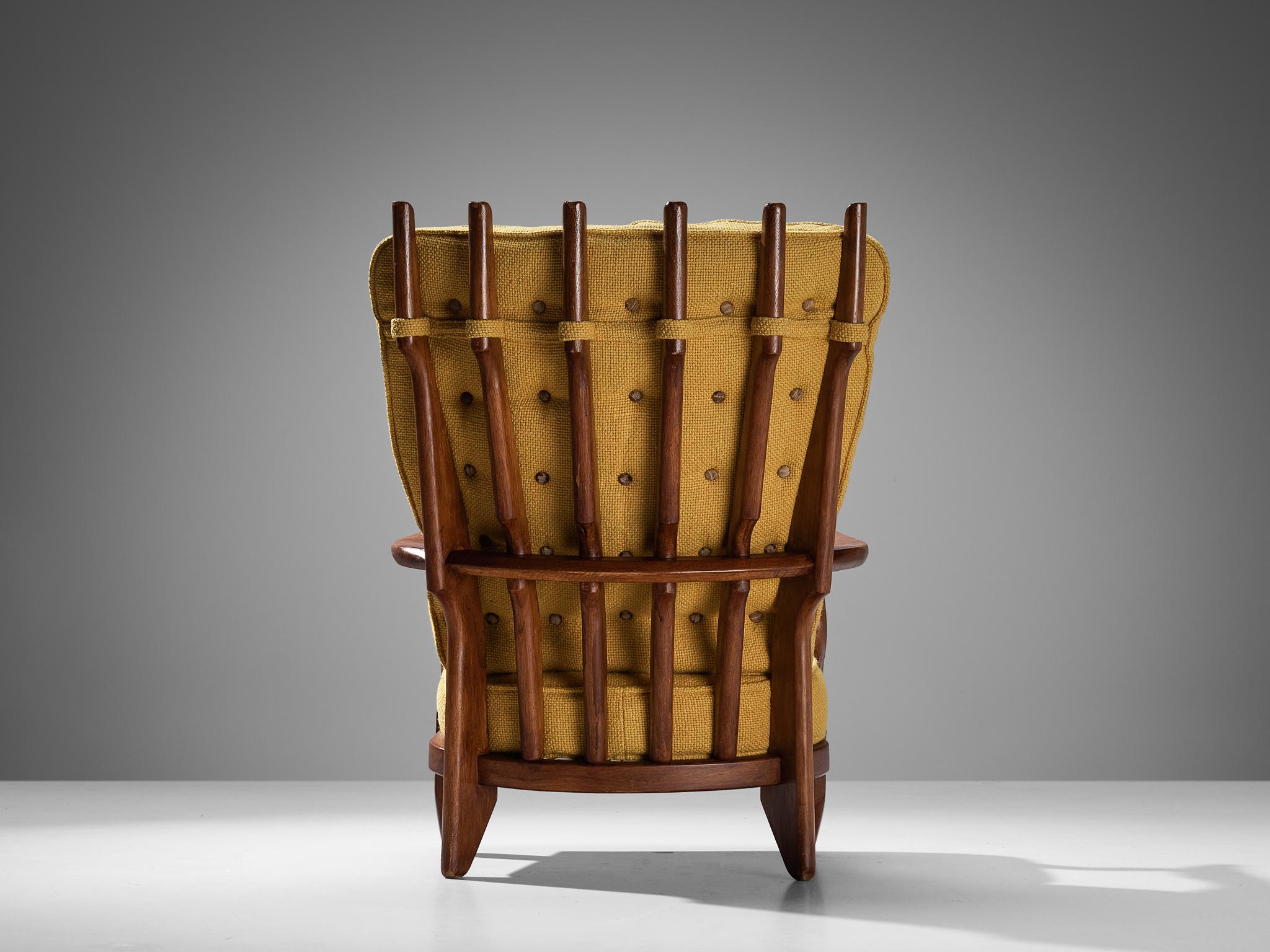 Mid-20th Century Guillerme & Chambron 'Grand Repos' Lounge Chair in Oak