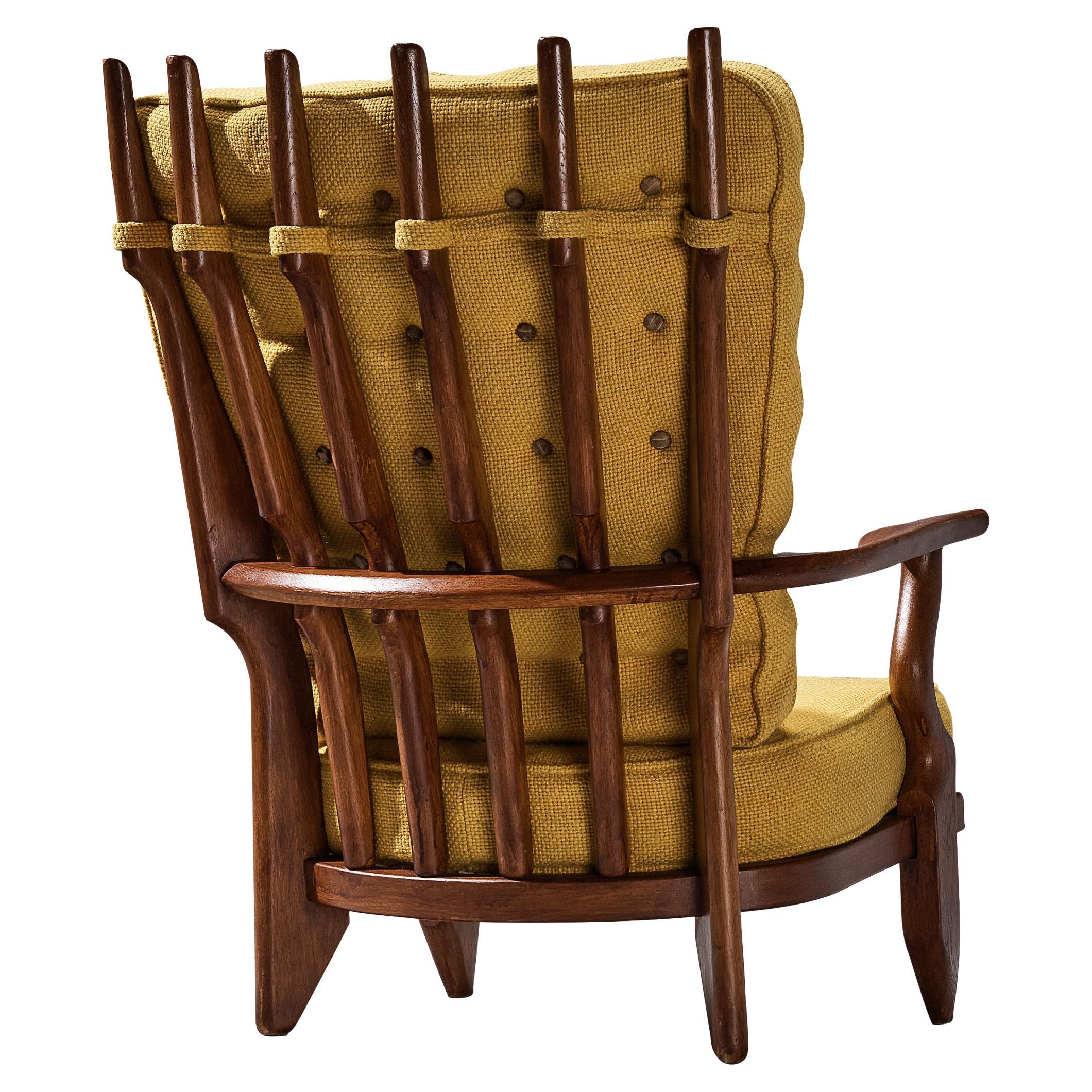 Guillerme & Chambron 'Grand Repos' Lounge Chair in Oak  For Sale
