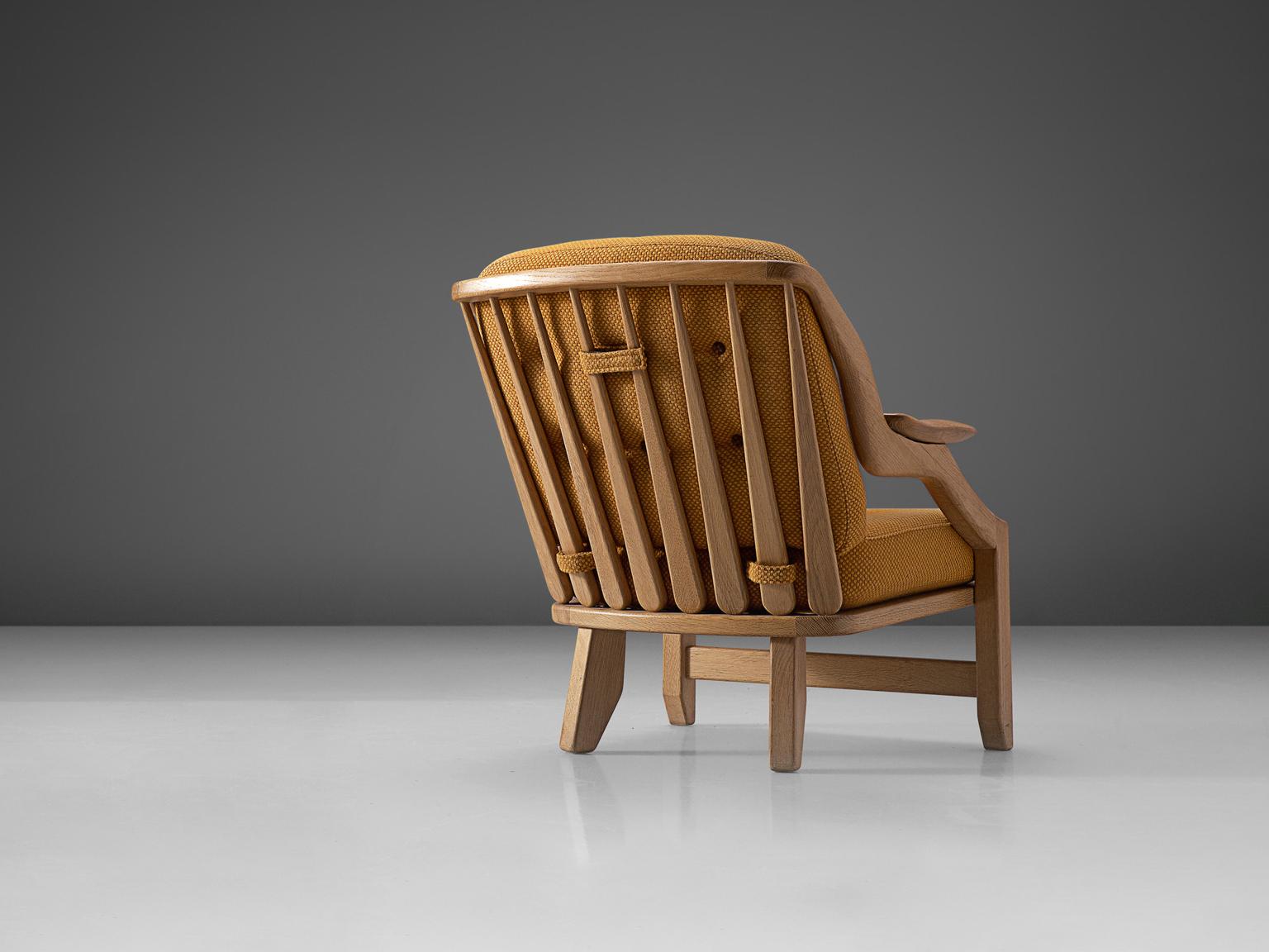 French Guillerme & Chambron 'Gregoire' Lounge Chair in Oak  For Sale