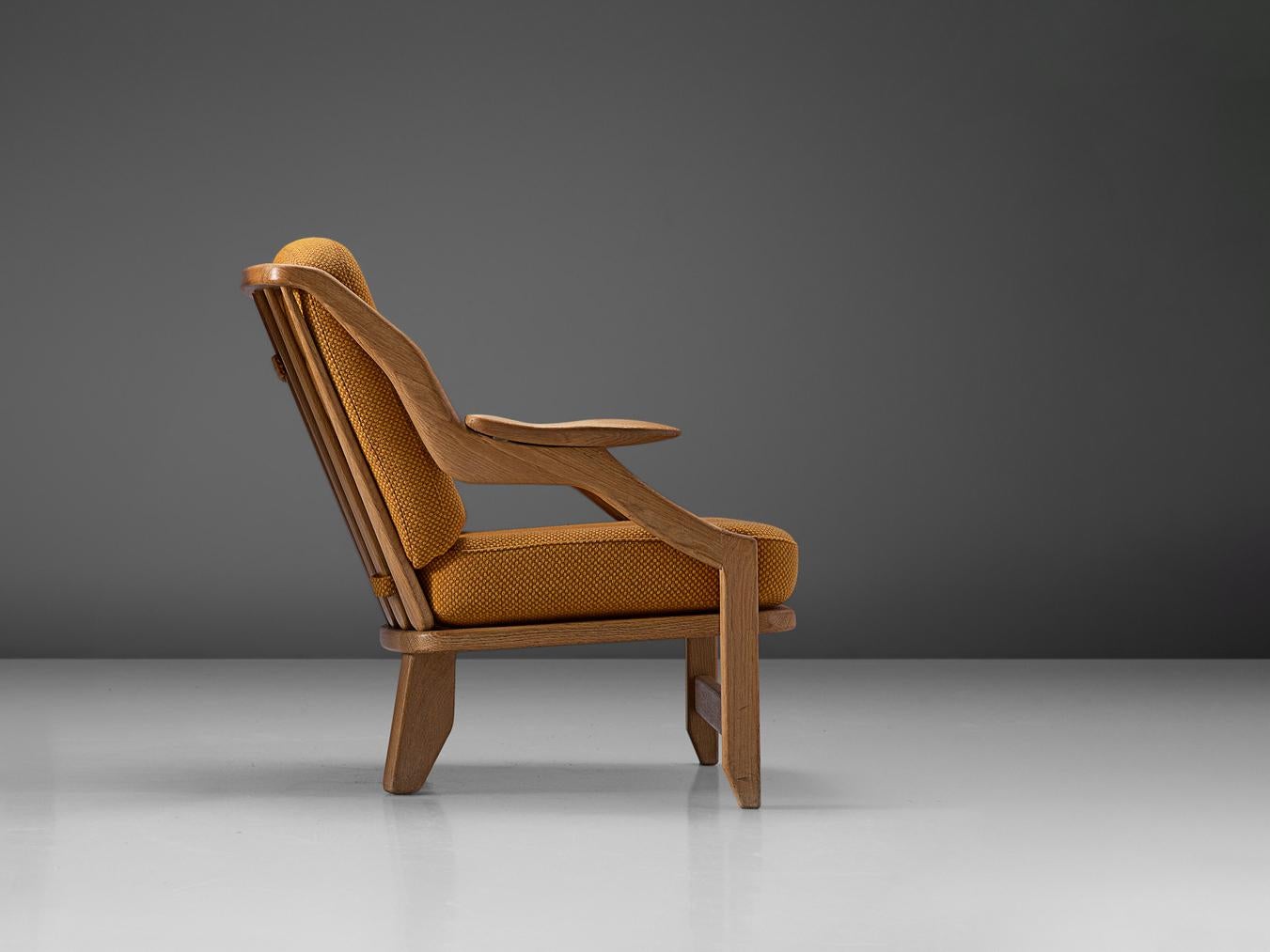 Mid-20th Century Guillerme & Chambron 'Gregoire' Lounge Chair in Oak  For Sale