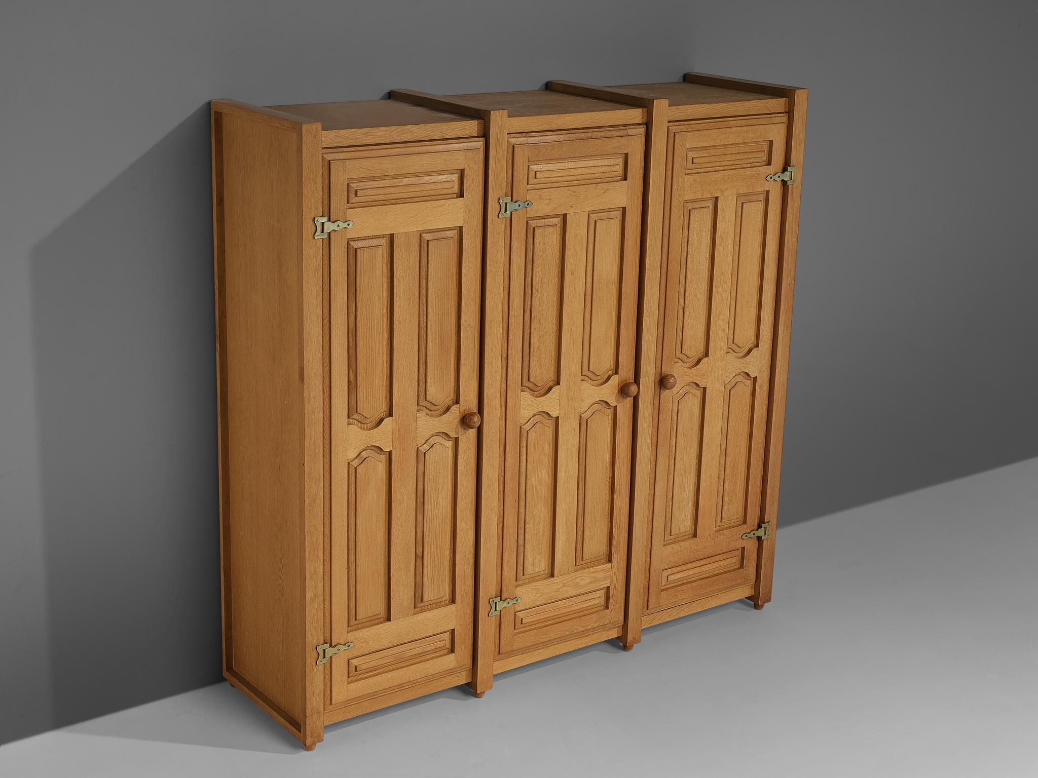 Guillerme & Chambron Highboard in Oak and Brass  For Sale 1