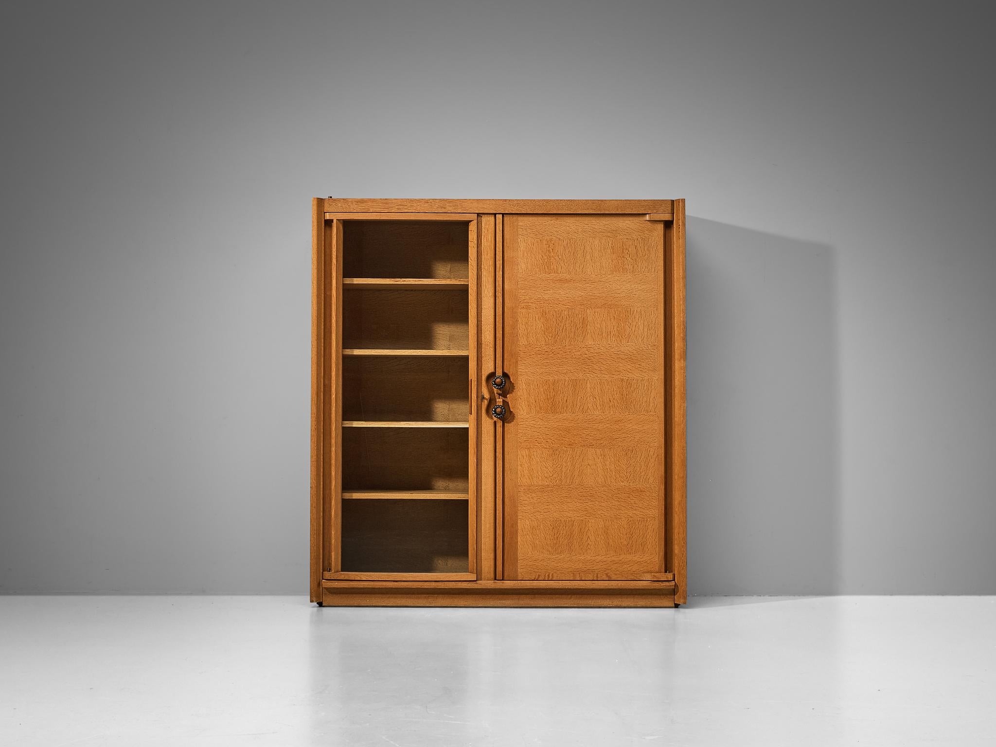 Guillerme & Chambron Highboard in Oak with Ceramic Handles In Good Condition In Waalwijk, NL