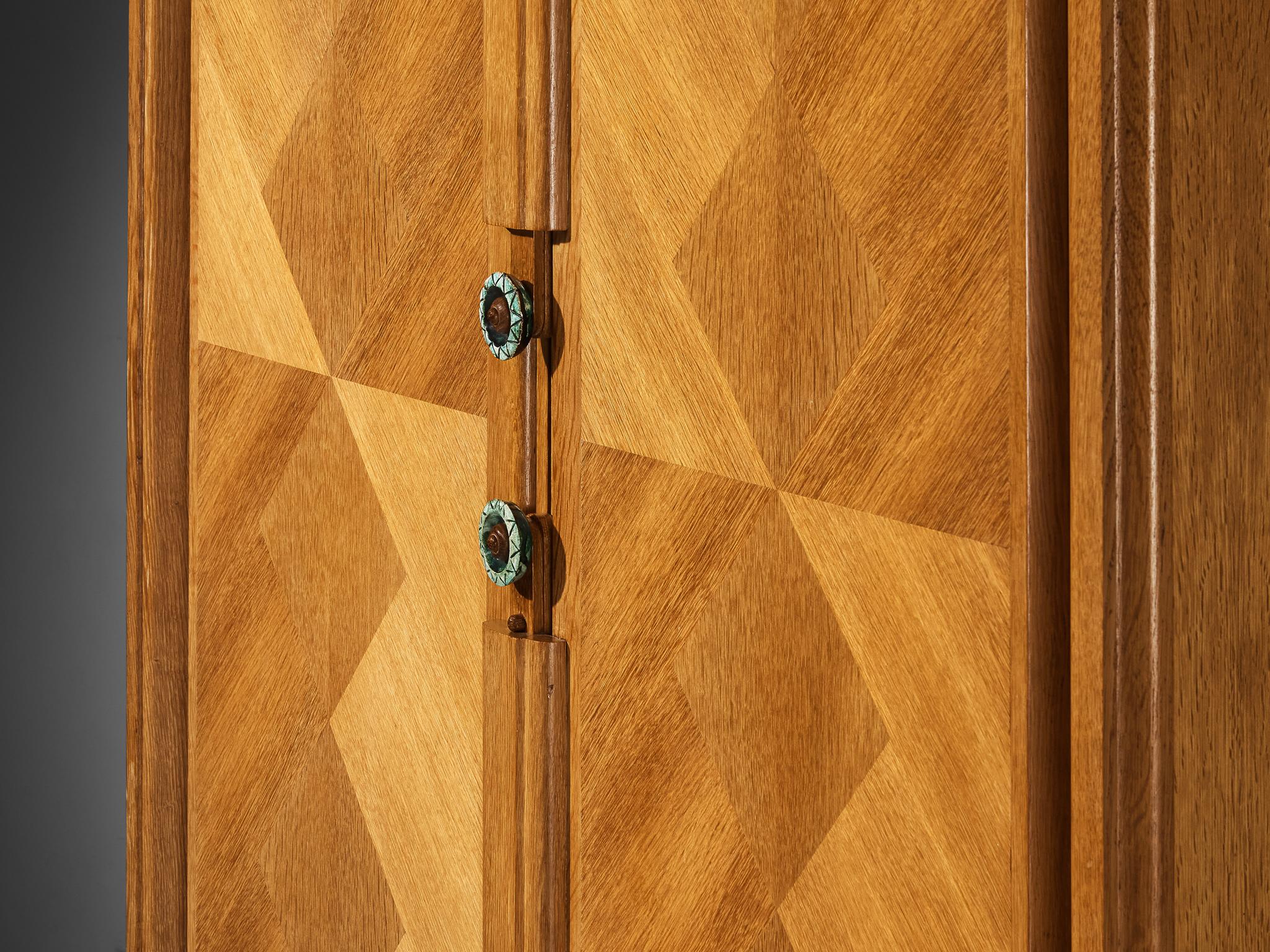 Guillerme & Chambron Highboard in Oak with Ceramic Handles For Sale 2