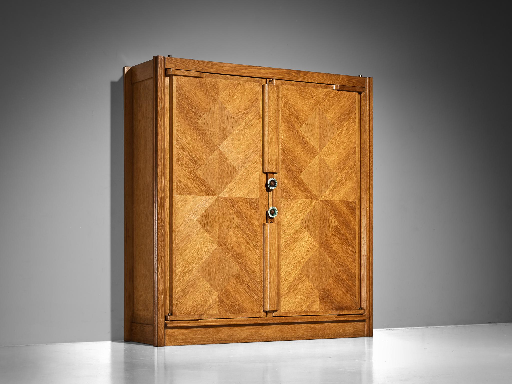 Guillerme & Chambron Highboard in Oak with Ceramic Handles For Sale 3