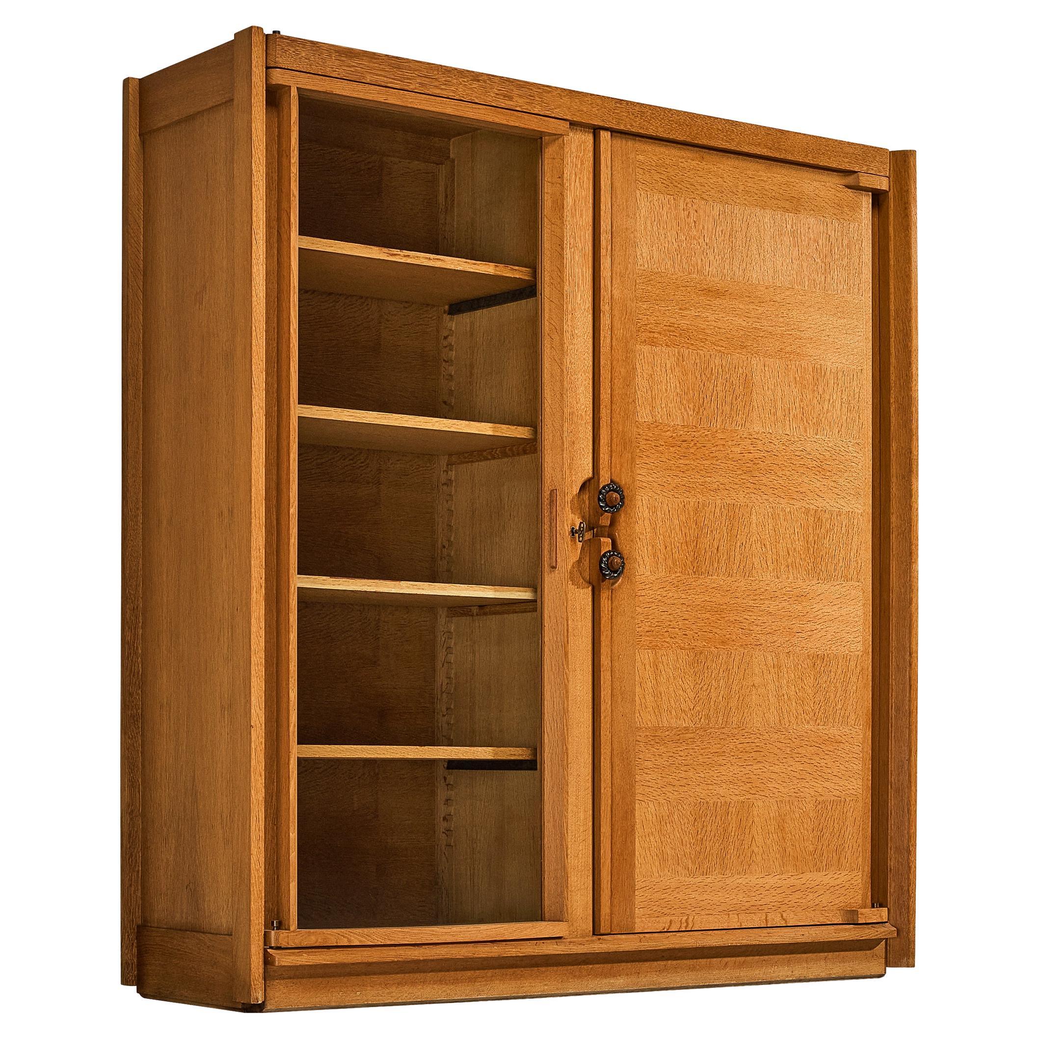 Guillerme & Chambron Highboard in Oak with Ceramic Handles  For Sale