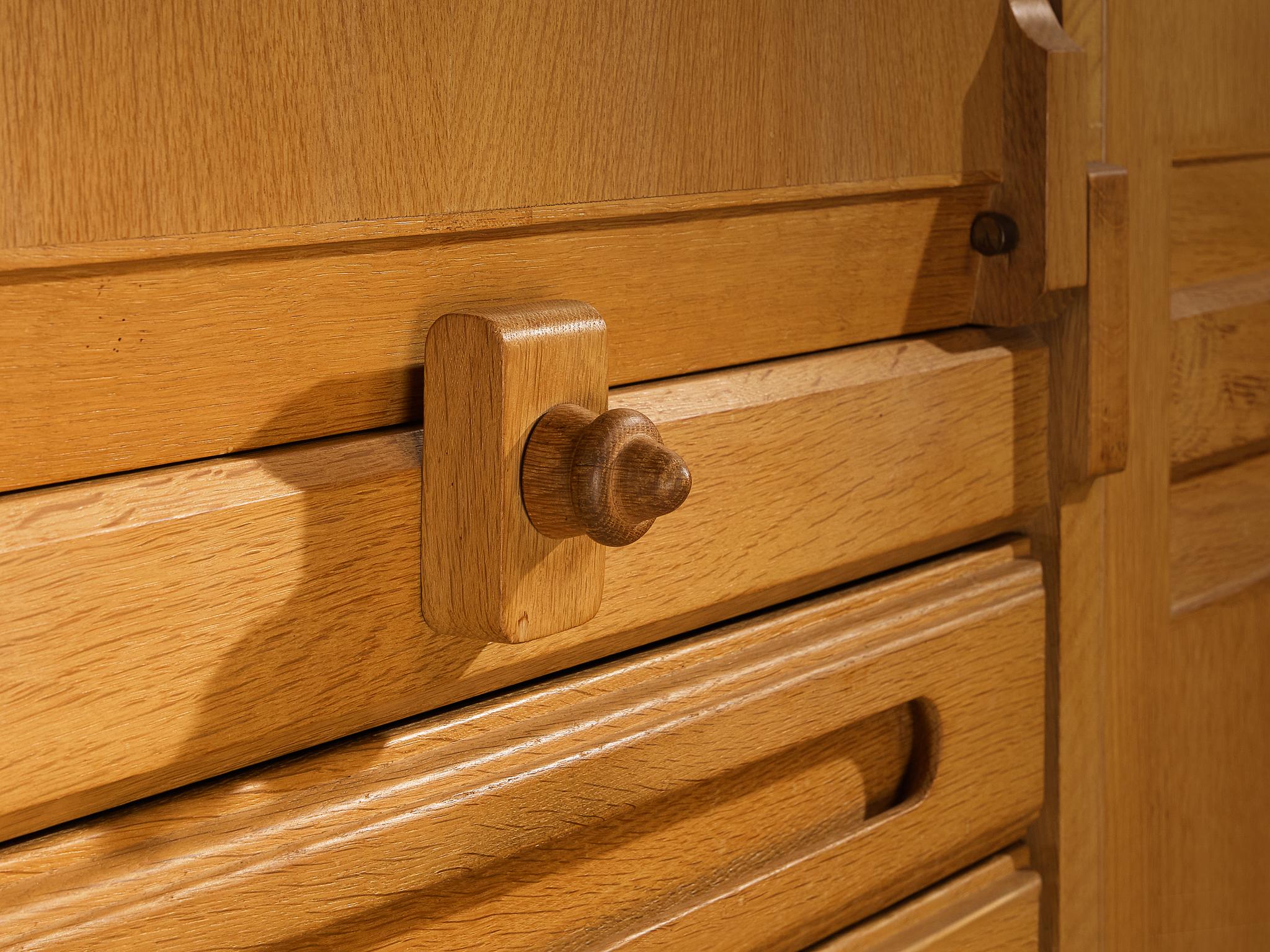 Guillerme & Chambron Highboard or Wardrobe in Solid Oak and Ceramic For Sale 1