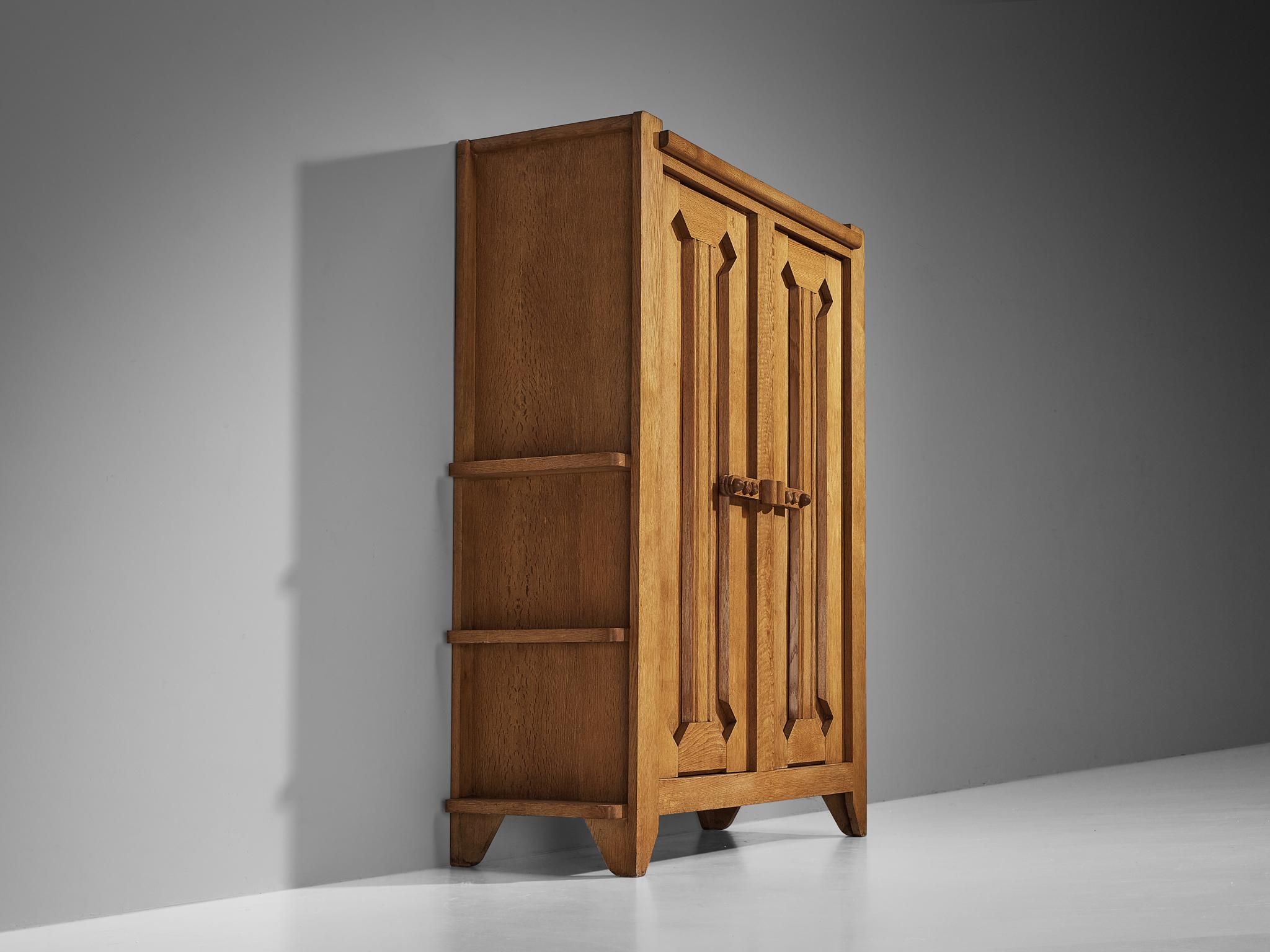 Guillerme & Chambron Highboard with Graphical Doors in Oak  For Sale 3