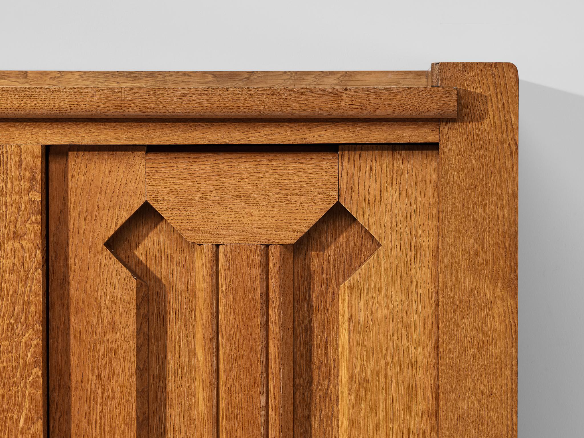 Guillerme & Chambron Highboard with Graphical Doors in Oak  1