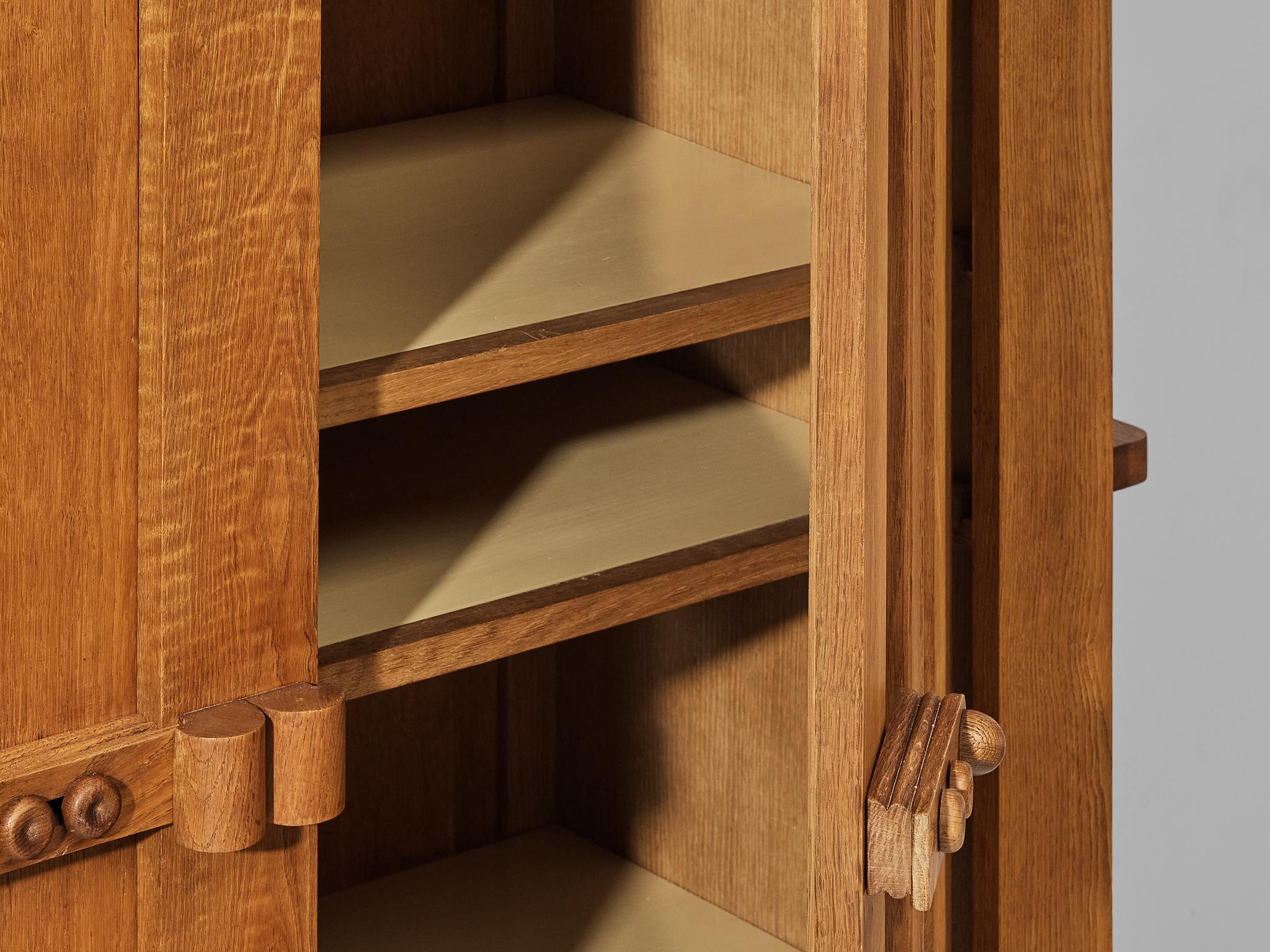 Guillerme & Chambron Highboard with Graphical Doors in Oak  For Sale 2