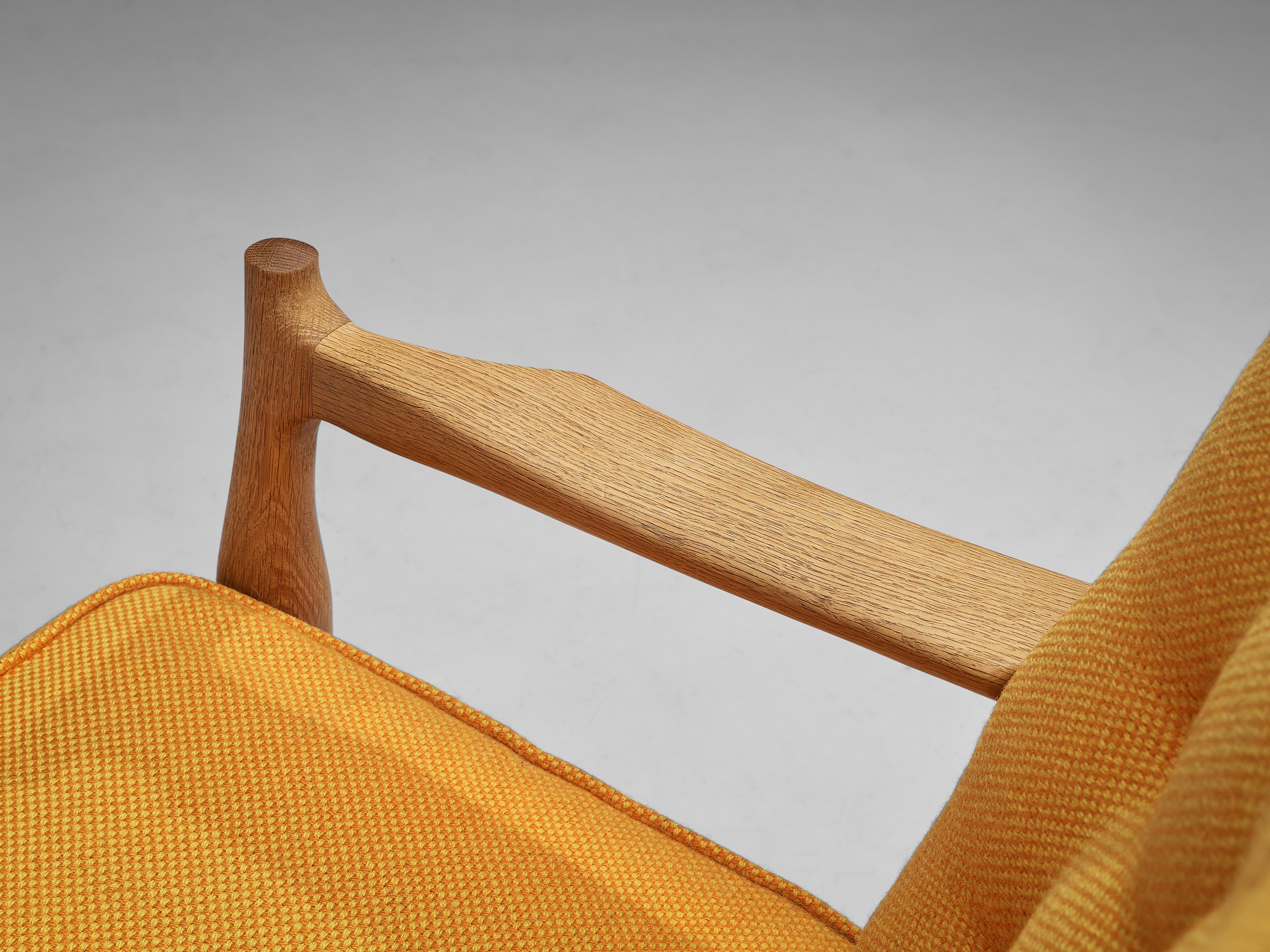 Guillerme & Chambron ‘José’ Armchair in Solid Oak and Fabric 4