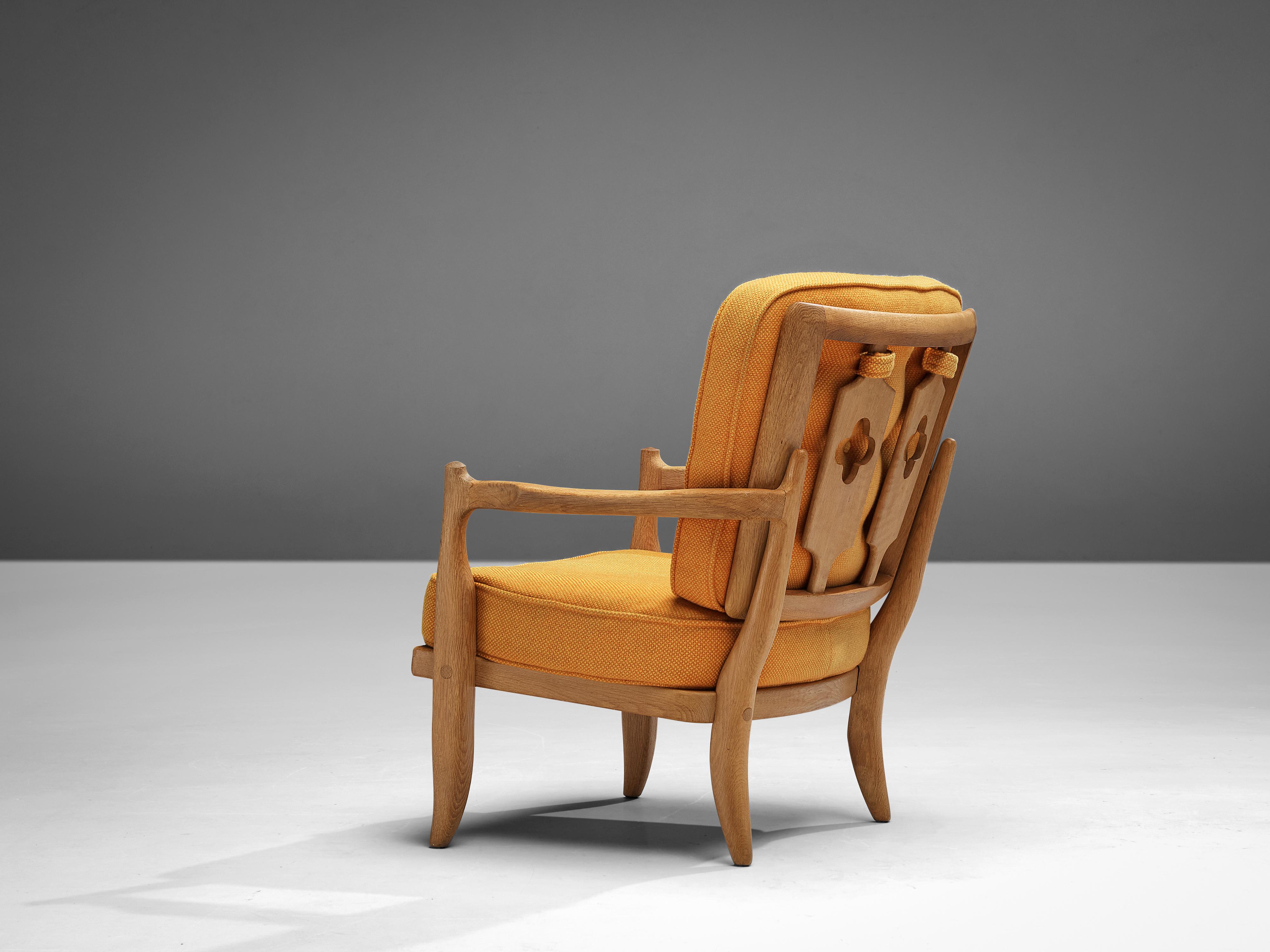 Guillerme & Chambron ‘José’ Armchair in Solid Oak and Fabric 5