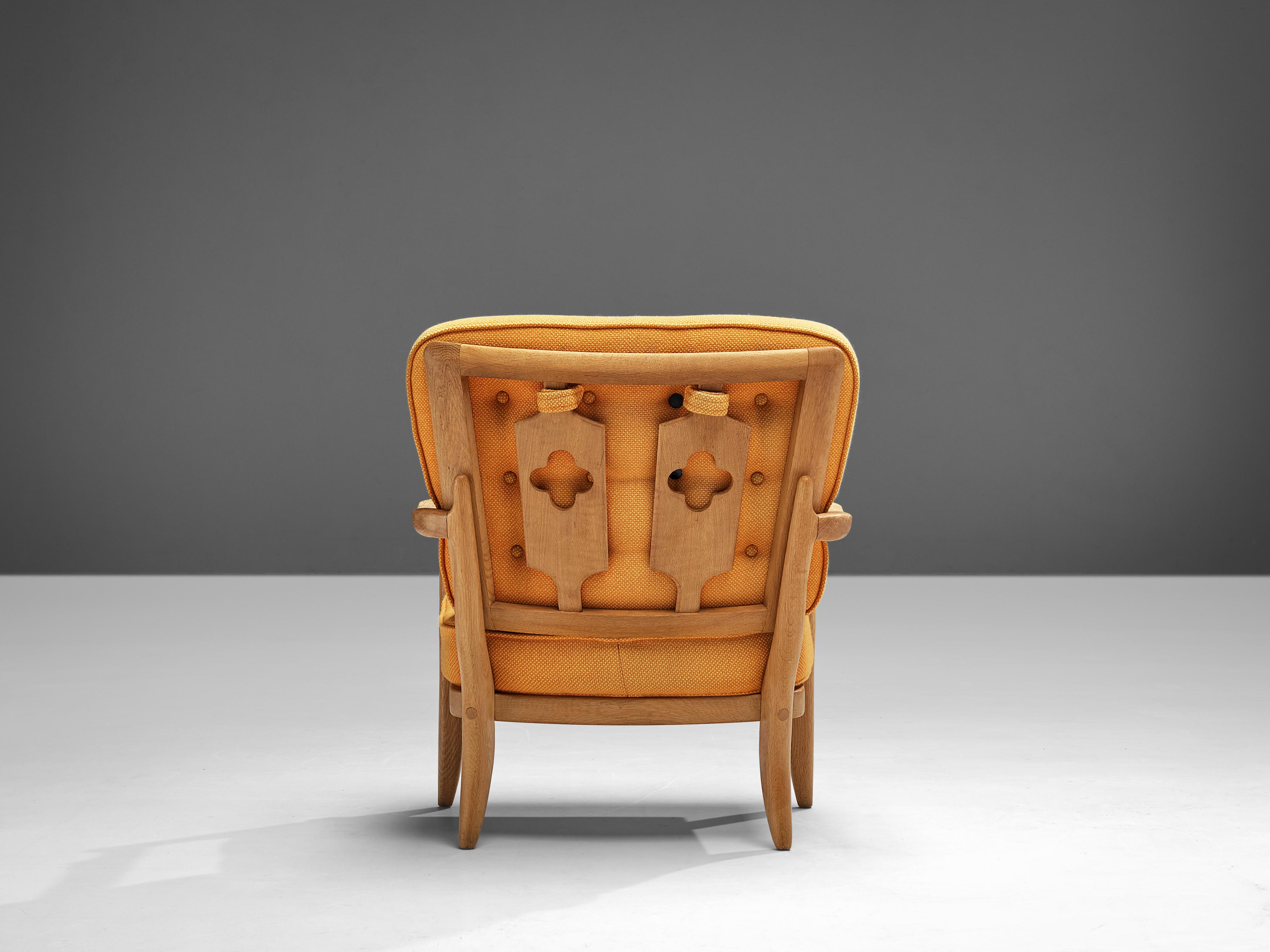 Guillerme & Chambron ‘José’ Armchair in Solid Oak and Fabric 1