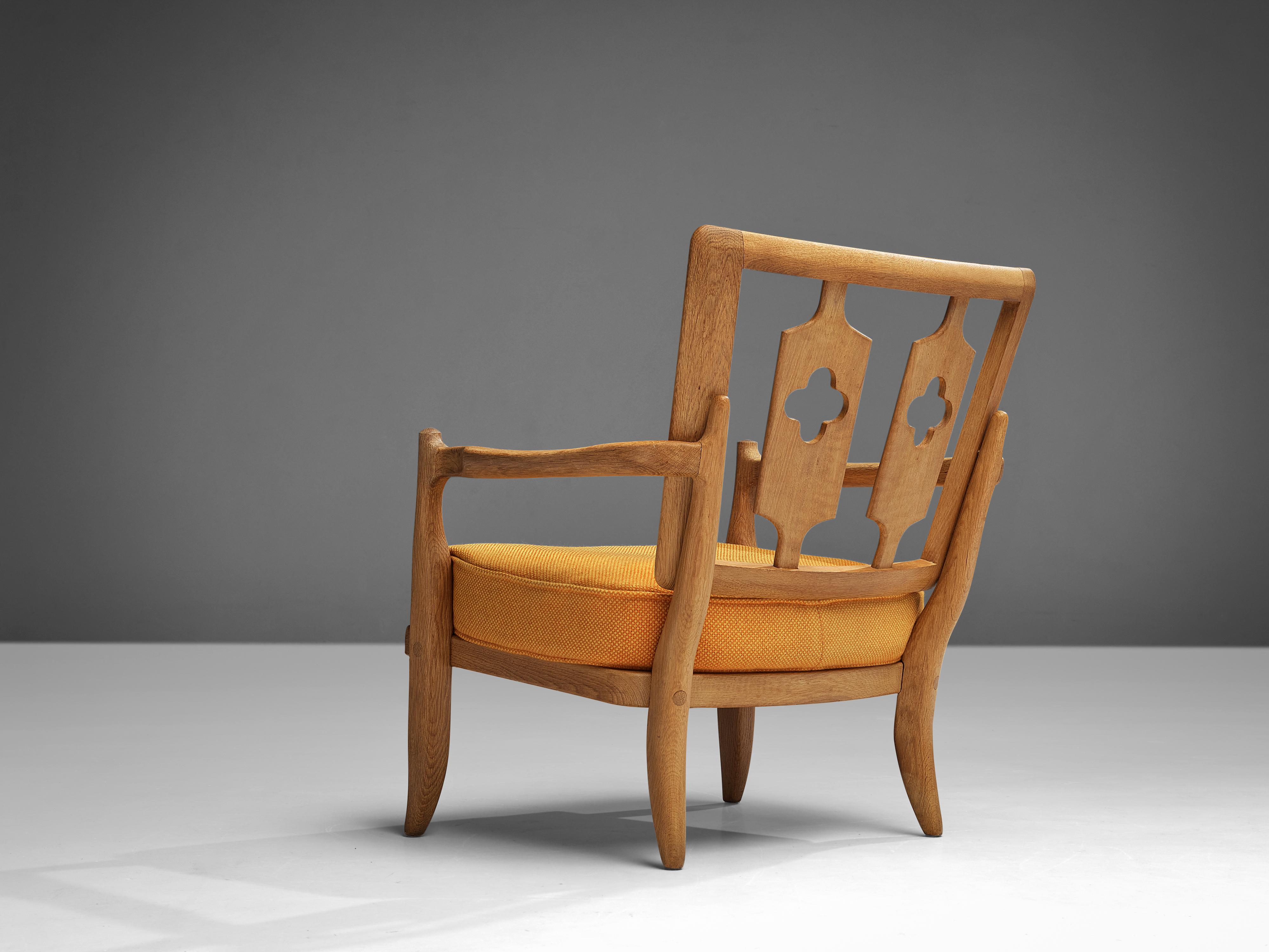 Guillerme & Chambron ‘José’ Armchair in Solid Oak and Fabric 3