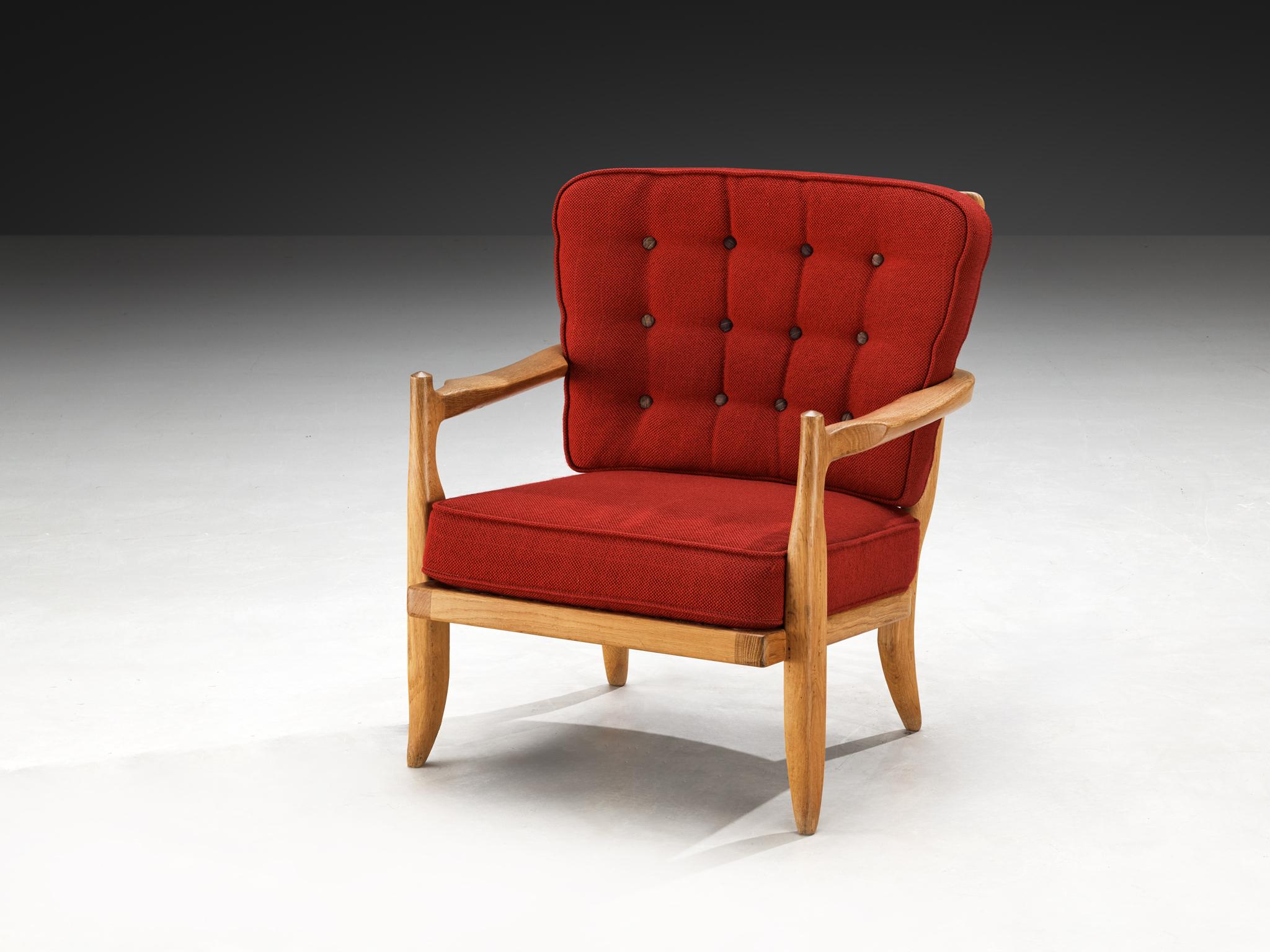 Mid-Century Modern Guillerme & Chambron 'Jose' Lounge Chair in Oak For Sale