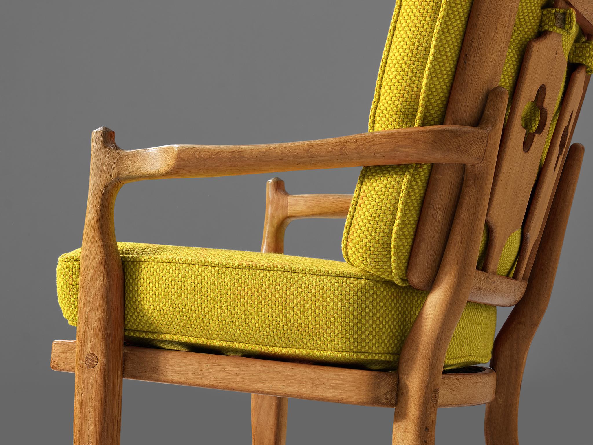 French Guillerme & Chambron 'Jose' Lounge Chair in Oak  For Sale