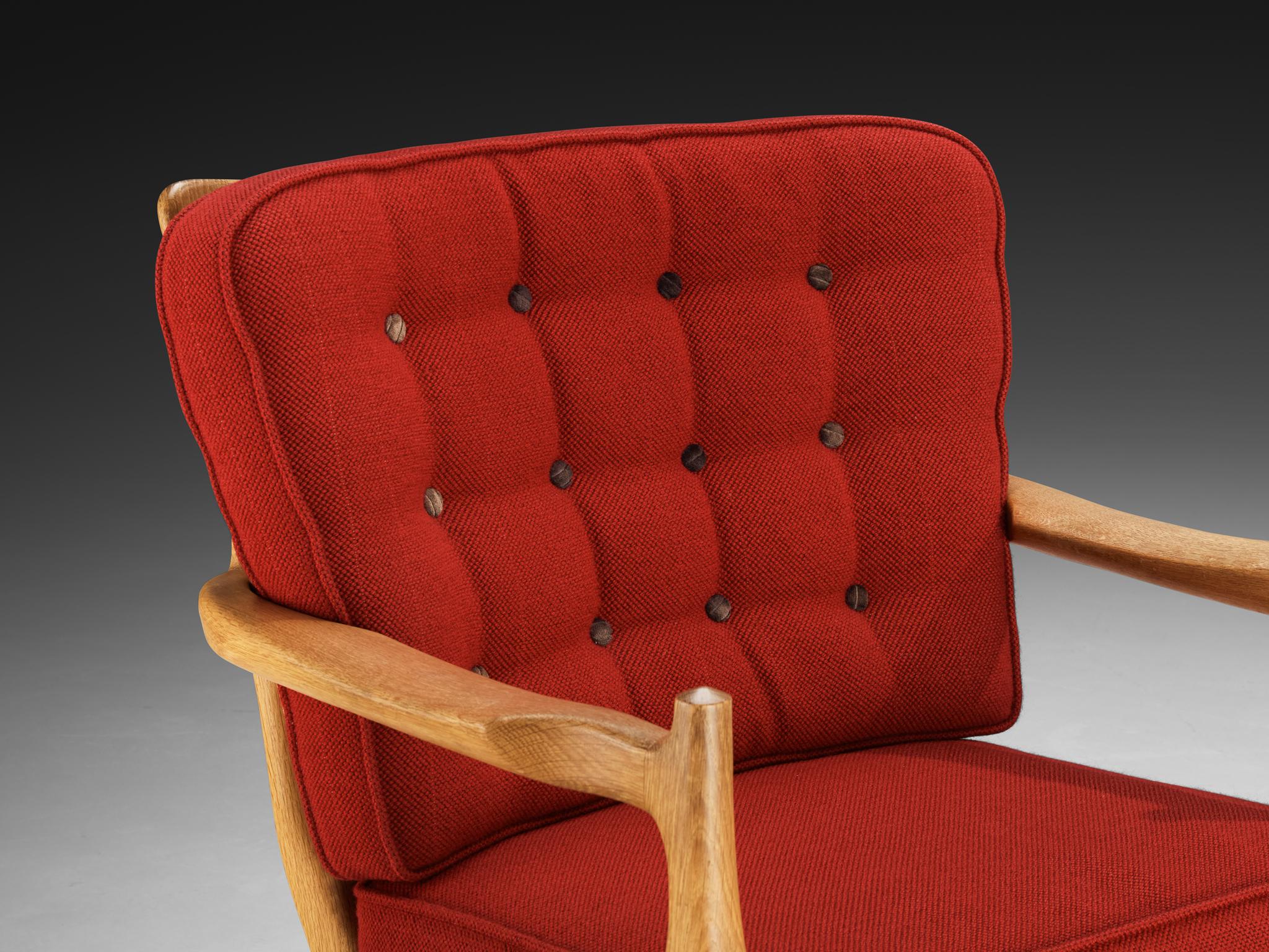 Mid-20th Century Guillerme & Chambron 'Jose' Lounge Chair in Oak For Sale