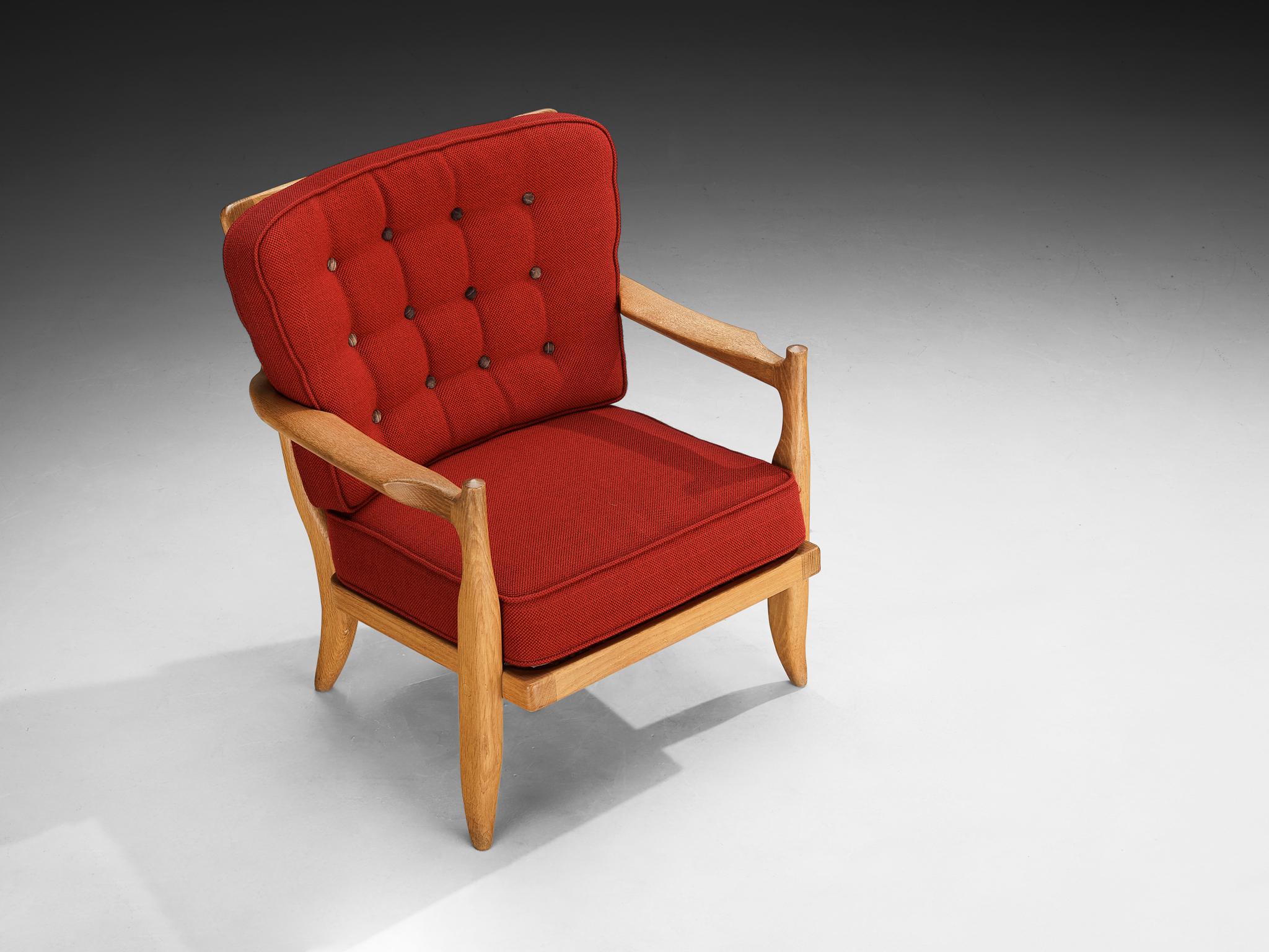 Guillerme & Chambron 'Jose' Lounge Chair in Oak For Sale 1