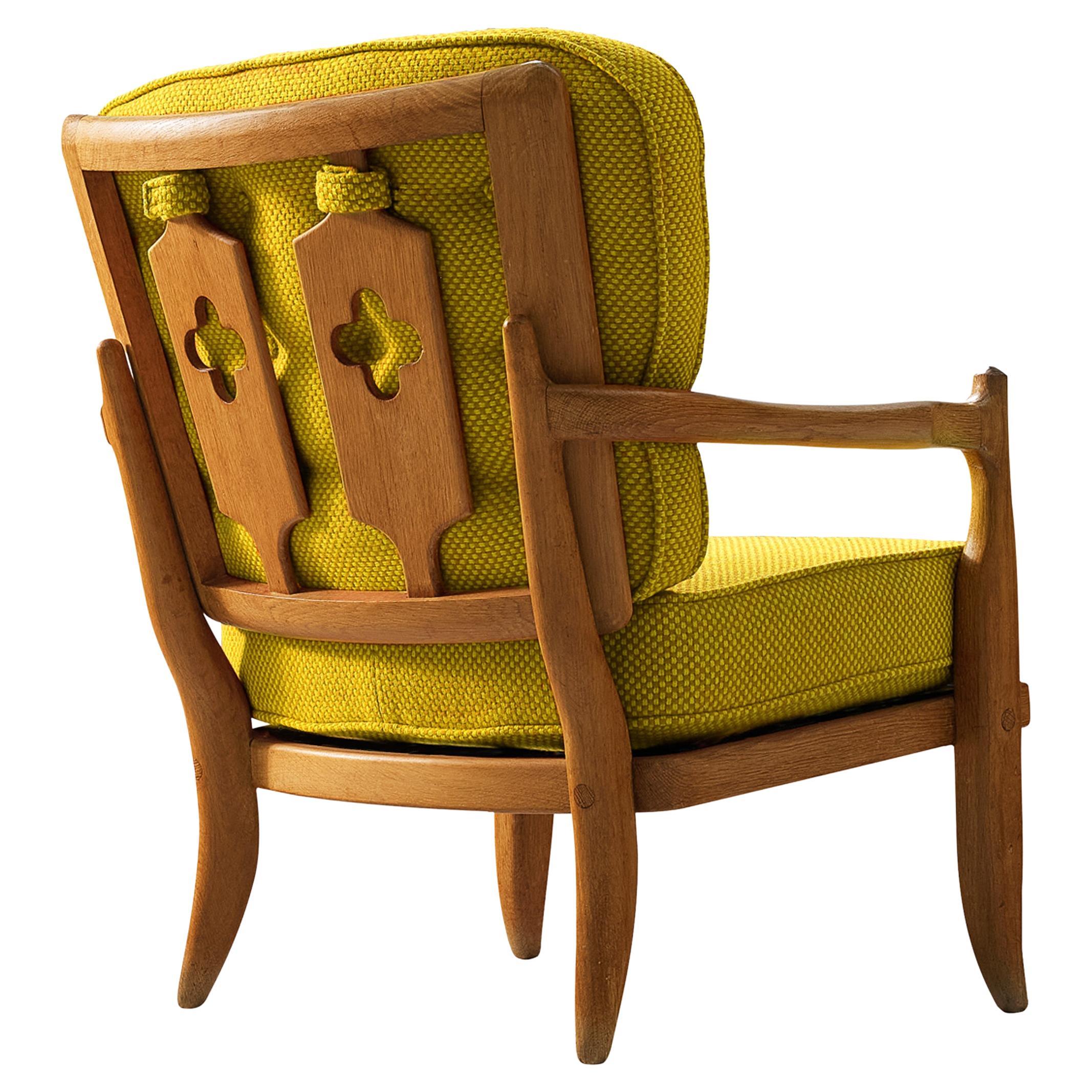 Guillerme & Chambron 'Jose' Lounge Chair in Oak  For Sale