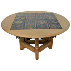 Guillerme & Chambron "Ladislas" Oak and Ceramic Adjustable Table, Votre Maison