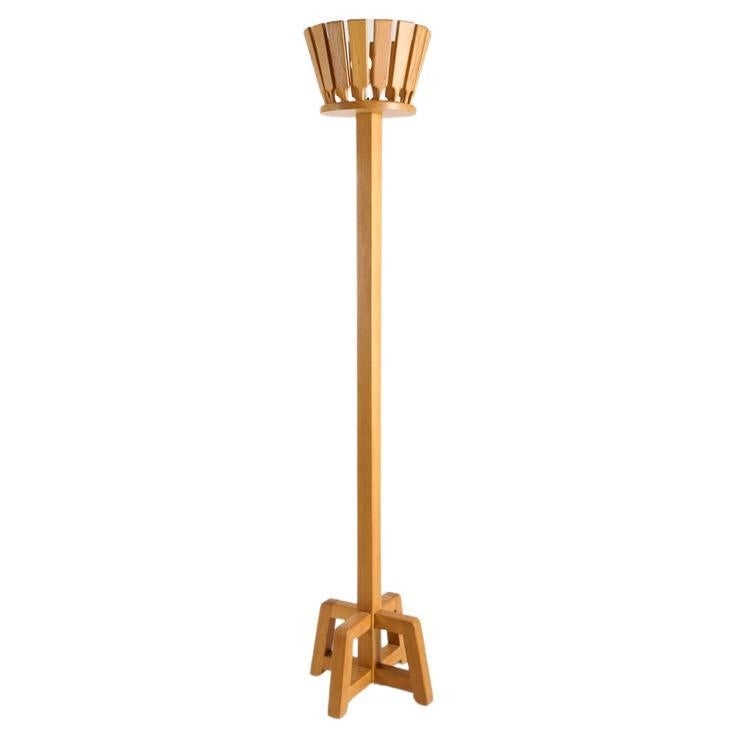 Guillerme & Chambron, Lampadaire Gildas, Oak Floor Lamp, France, France, c. 1960 For Sale