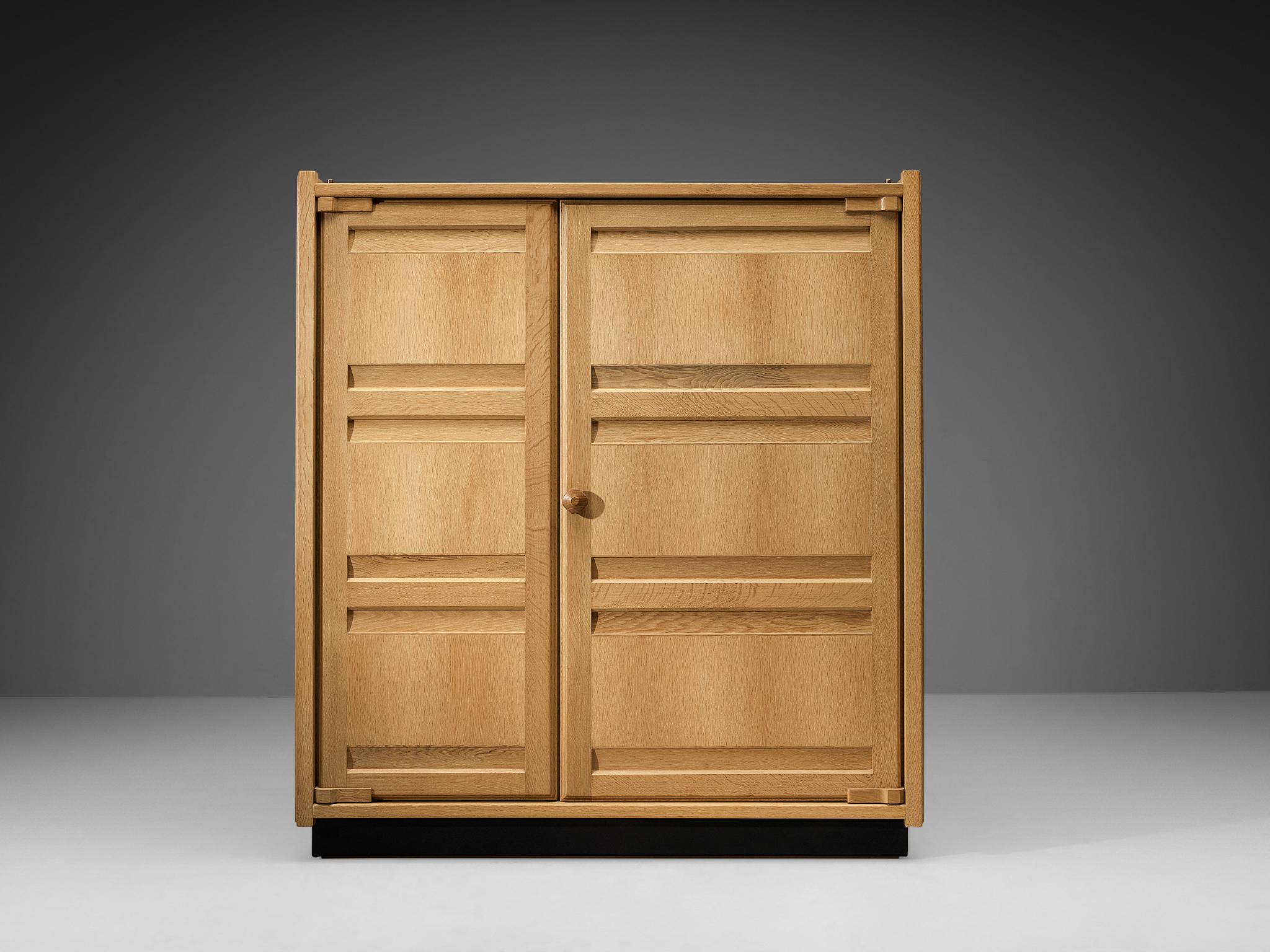 Mid-Century Modern Guillerme & Chambron Large Cabinet in Oak  For Sale