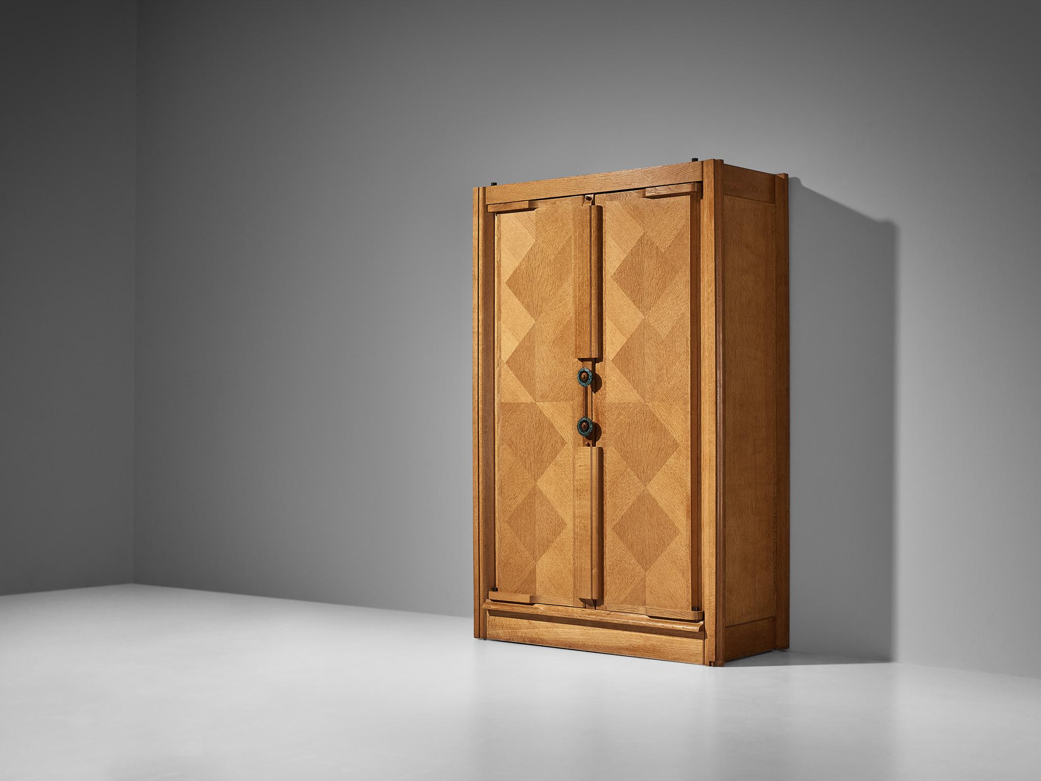 Guillerme & Chambron Large Cabinet in Oak with Ceramic Handles  4